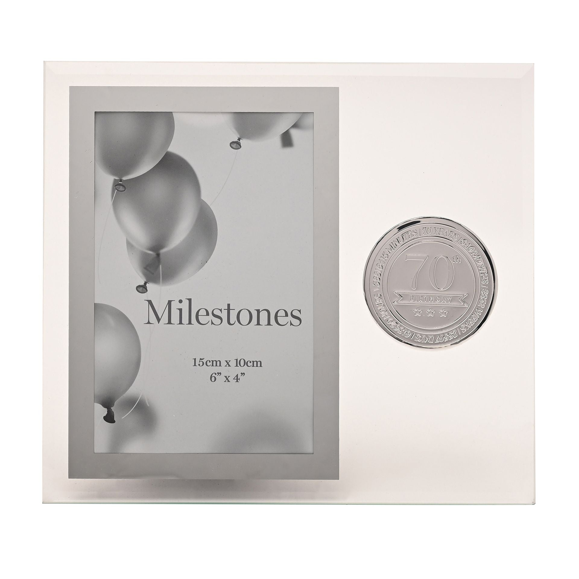 Milestones Glass Frame with Metal Badge 4" x 6" - 70
