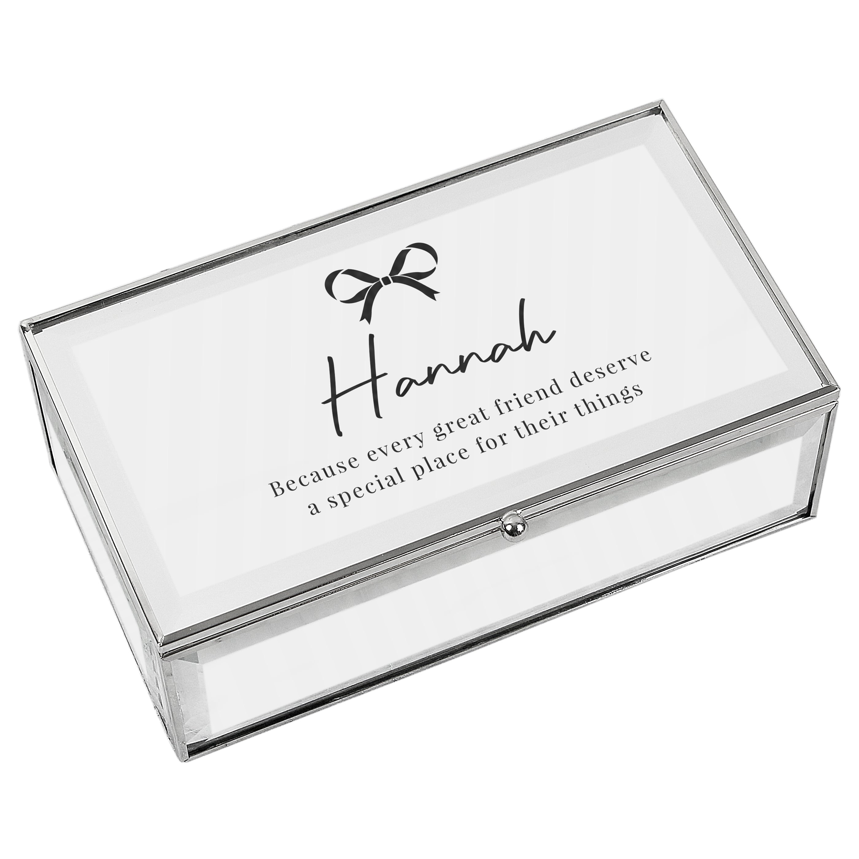 Personalised Bow Mirrored Jewellery Box