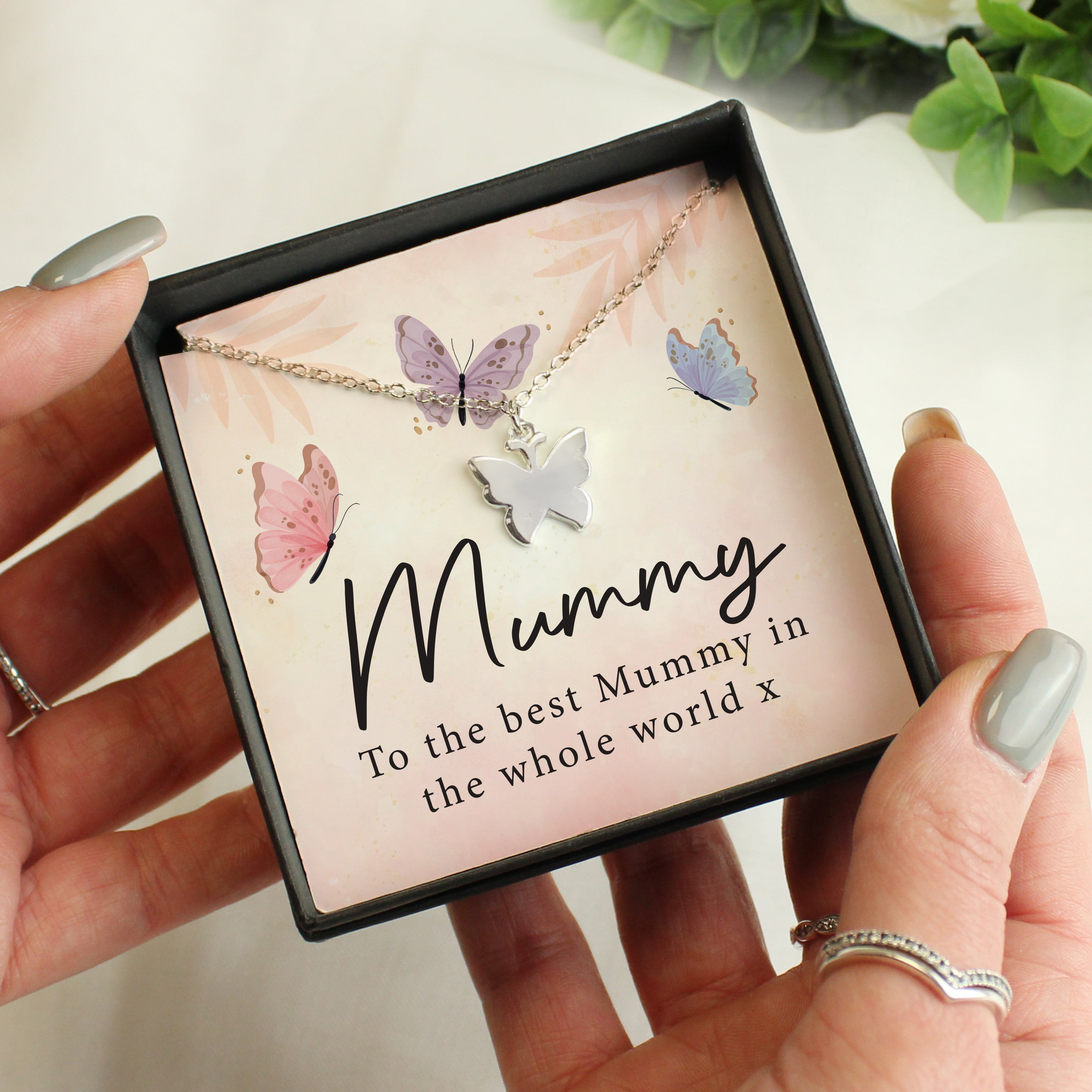 Personalised Sentiment Card & Butterfly Necklace
