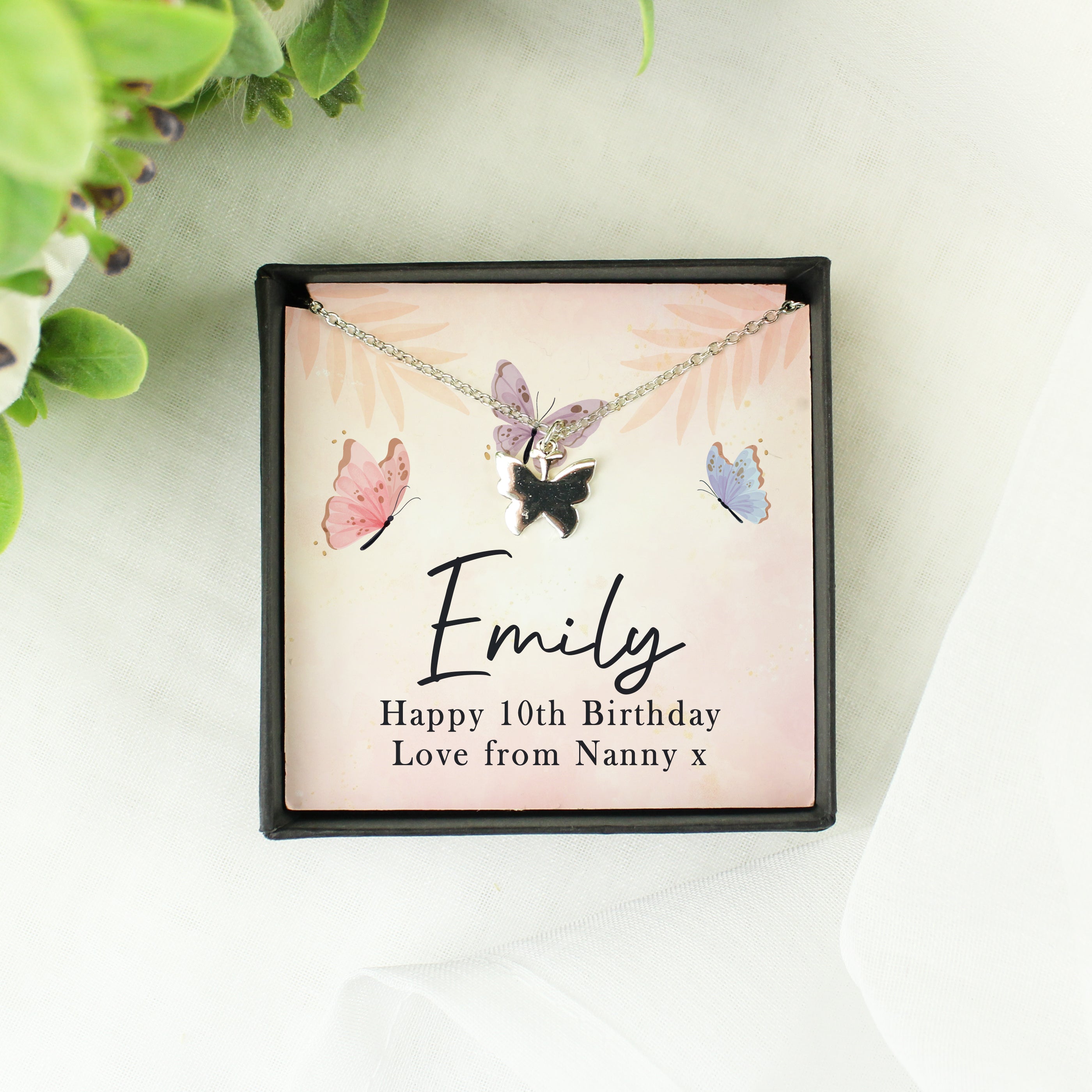 Personalised Sentiment Card & Butterfly Necklace
