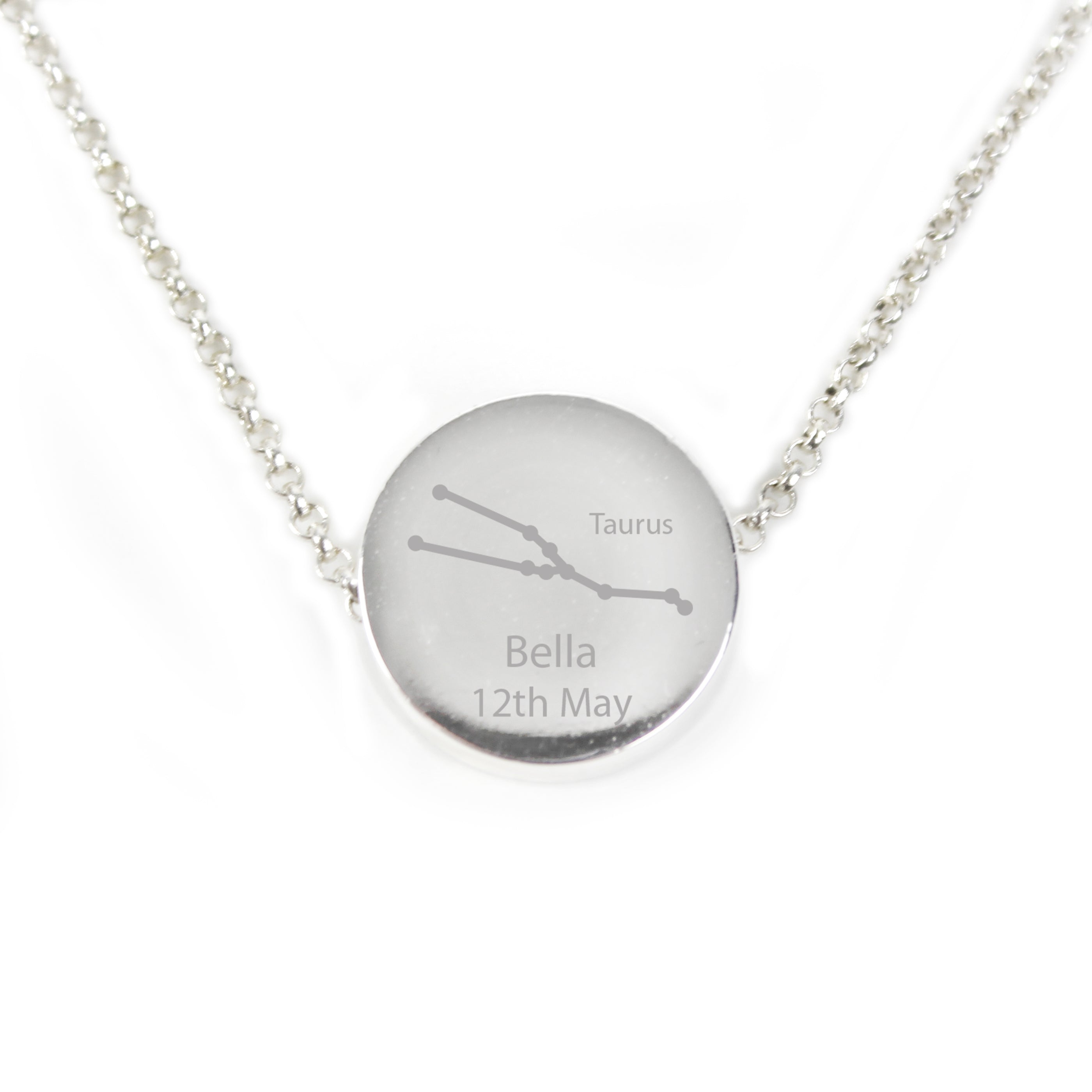 Personalised Taurus Zodiac Star Sign  Silver Tone Necklace (April 20th - May 20th)