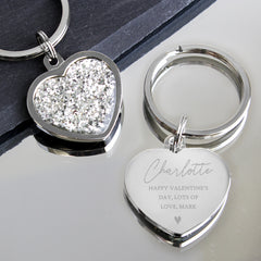 Personalised Name and Message Heart Keyring