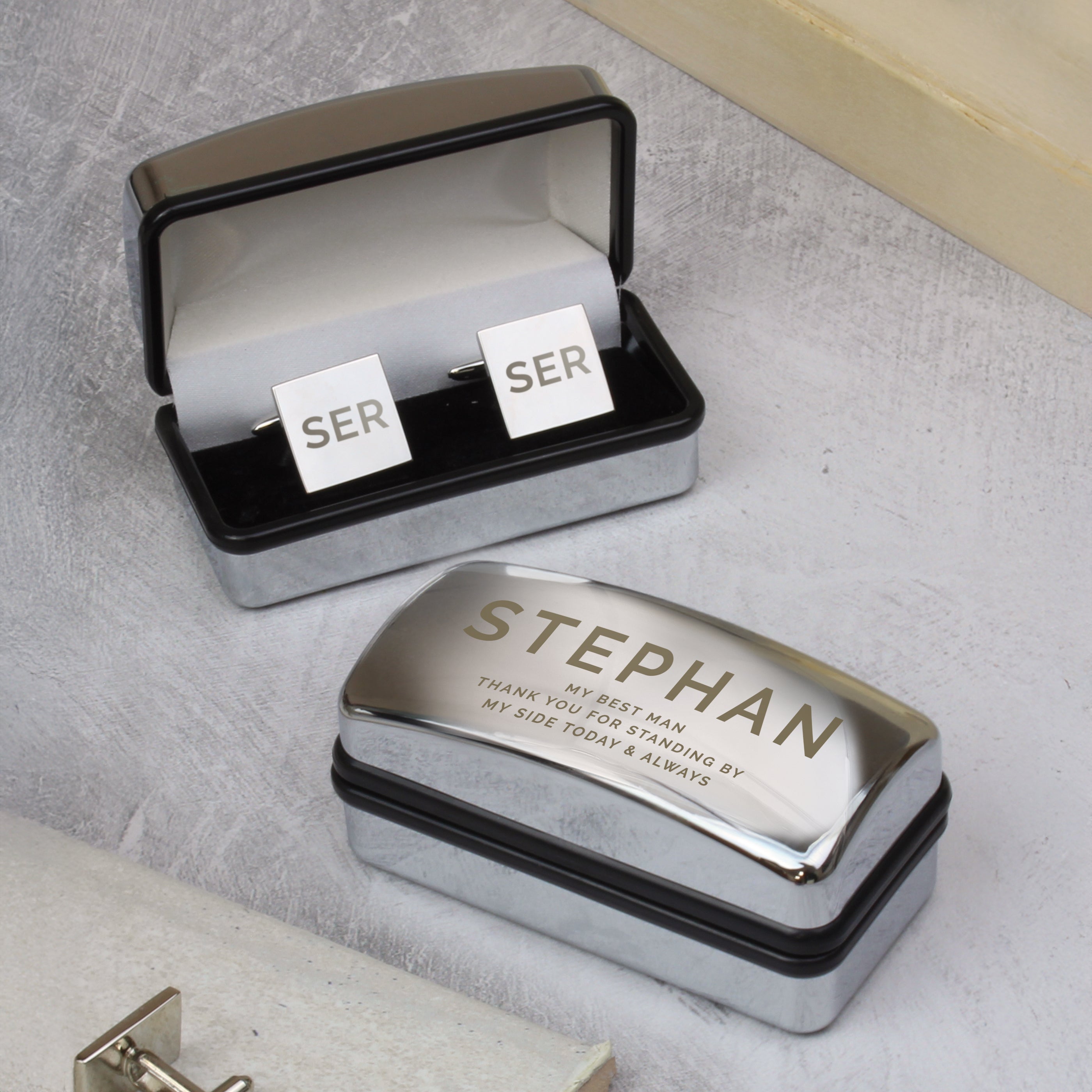 Personalised Initial Cufflinks & Bold Cufflink Box