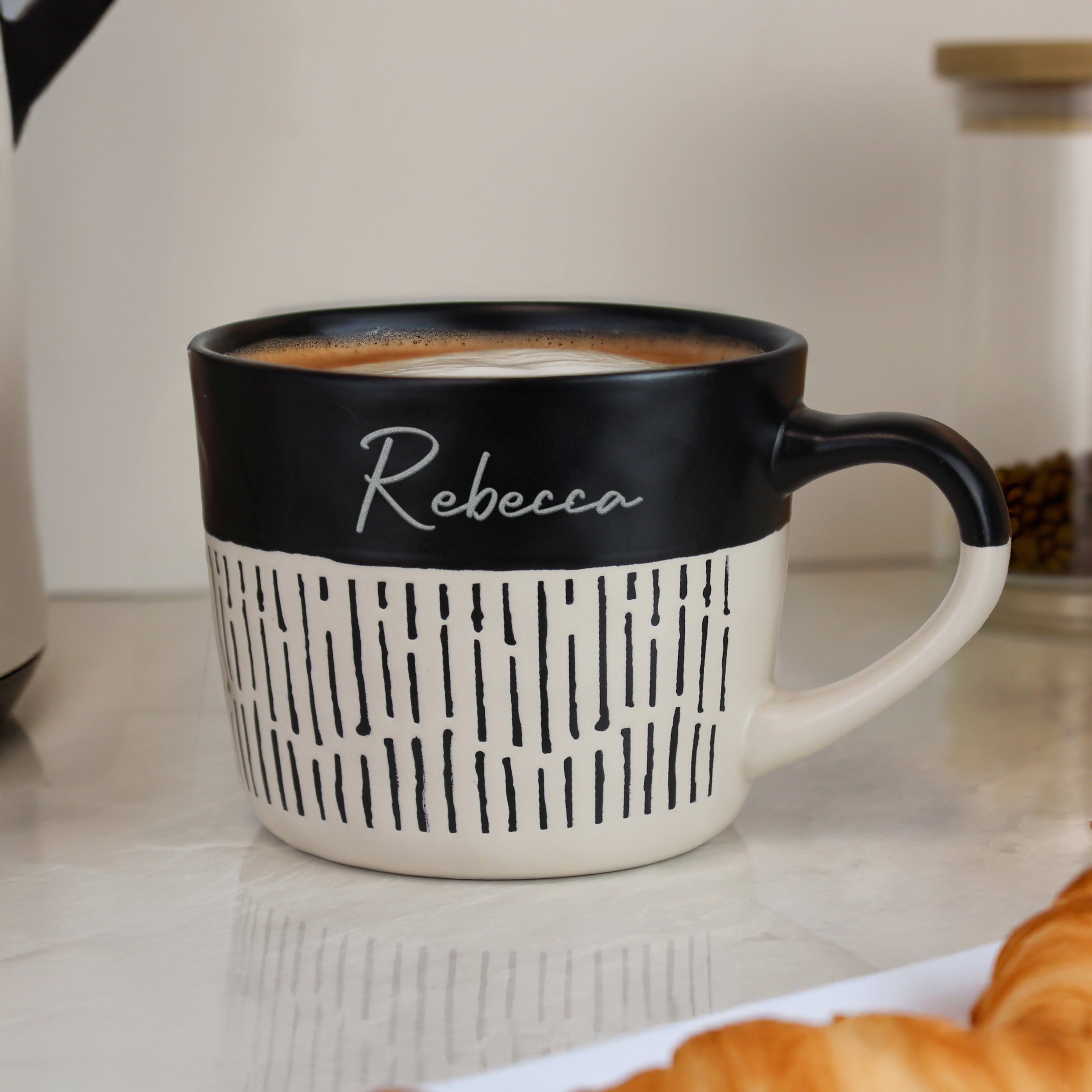 Personalised Black Dipped Dash Ceramic Mug