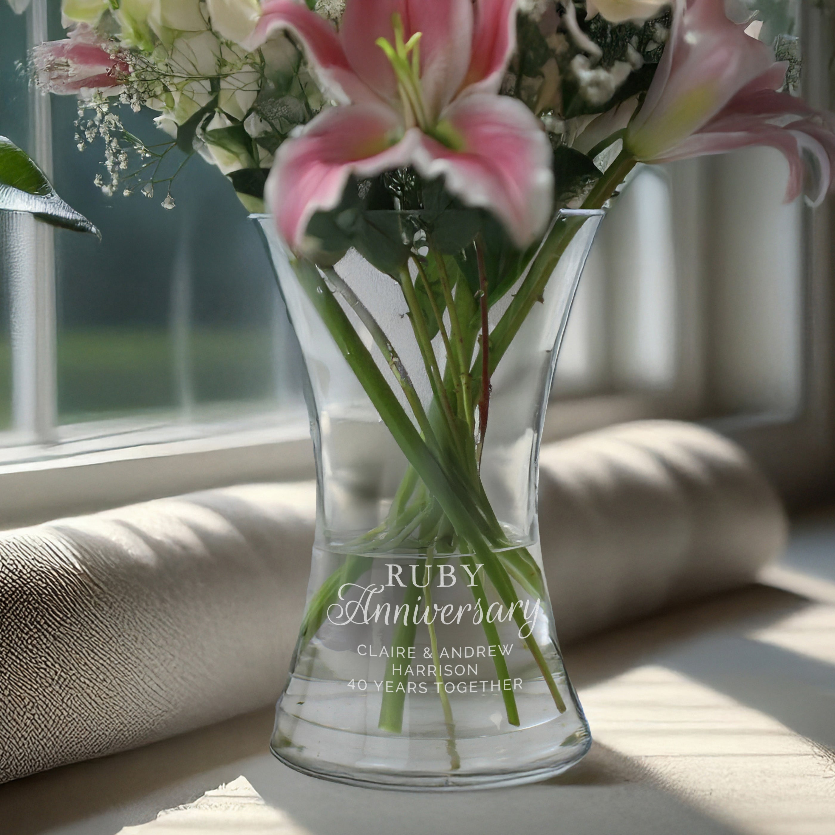 Personalised 'Ruby Anniversary' Glass Vase