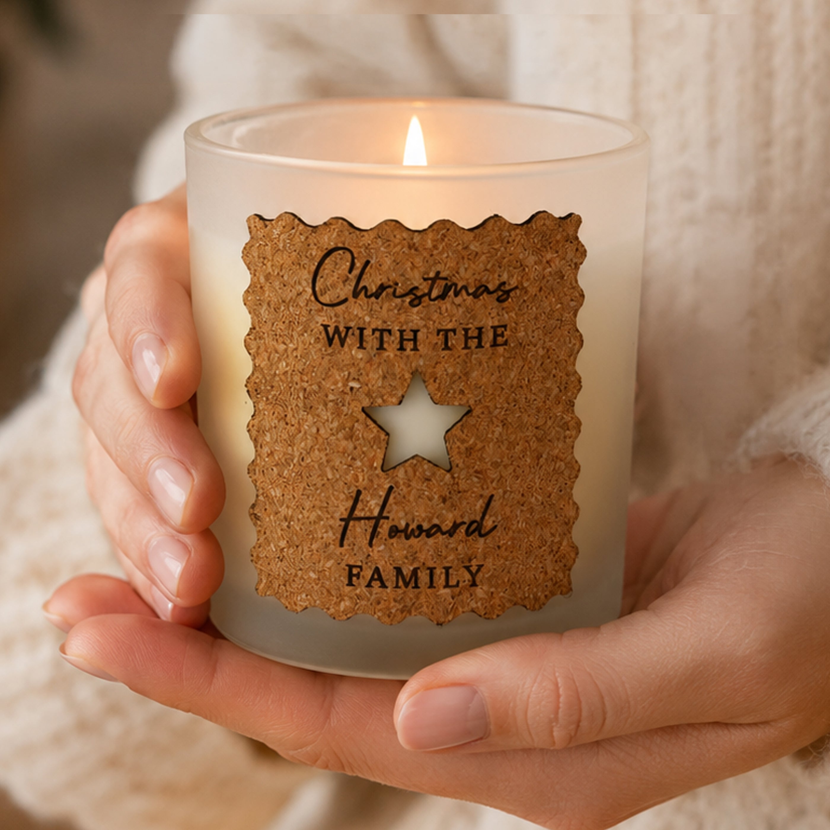 Personalised Star Cut Out Cork Label Candle Jar