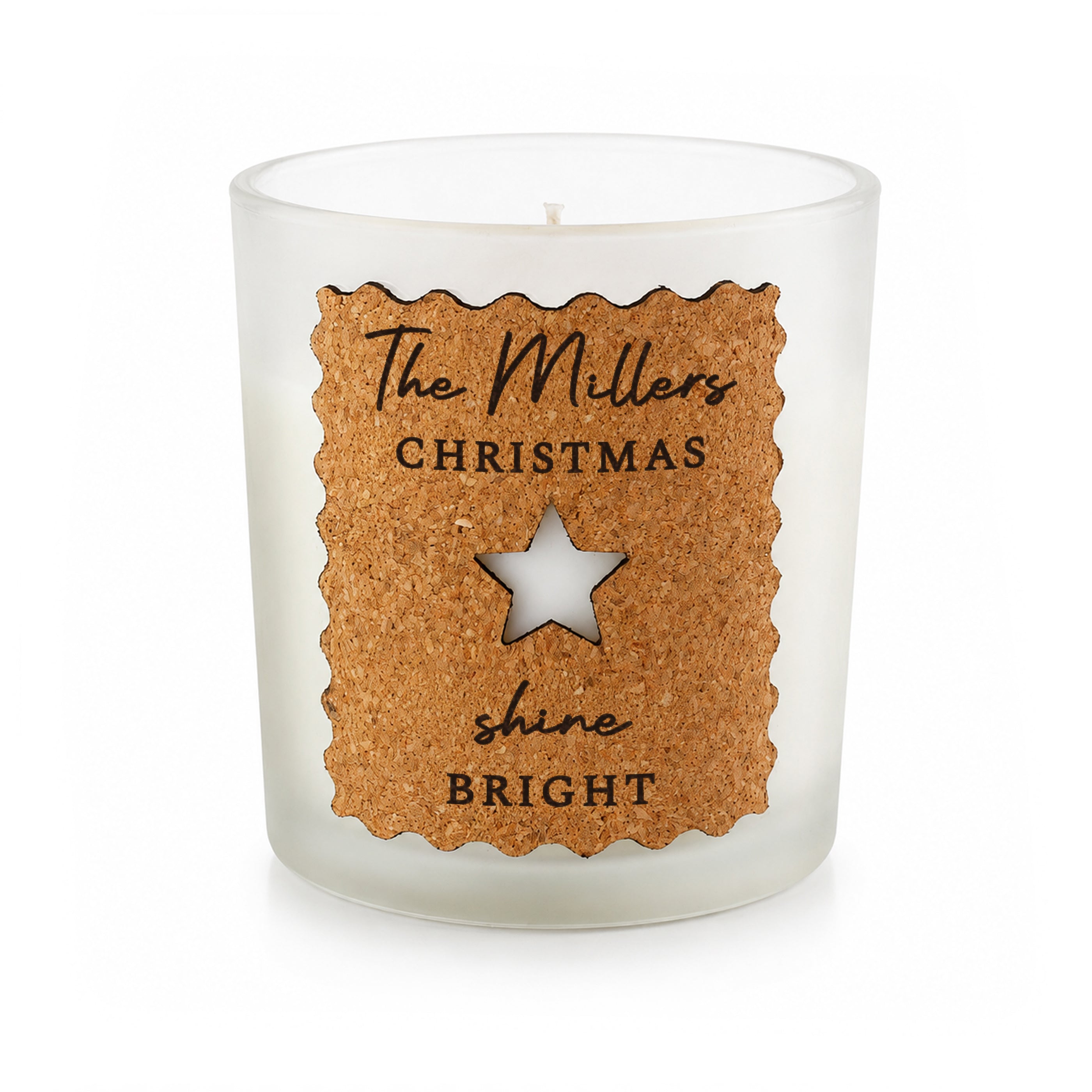 Personalised Star Cut Out Cork Label Candle Jar