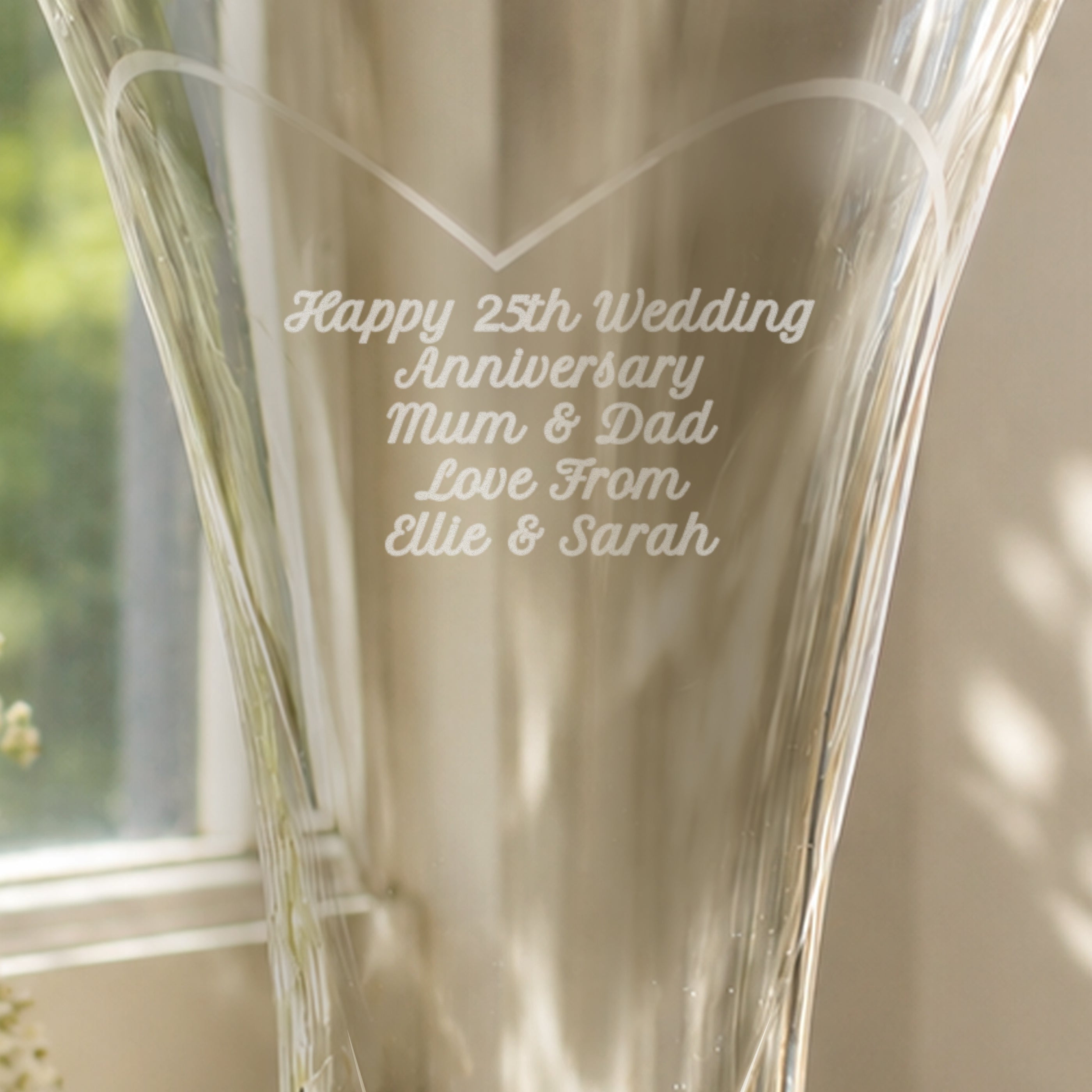 Personalised Large Hand Cut Diamond Effect Heart Vase