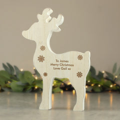 Personalised Rustic Wooden Reindeer Decoration