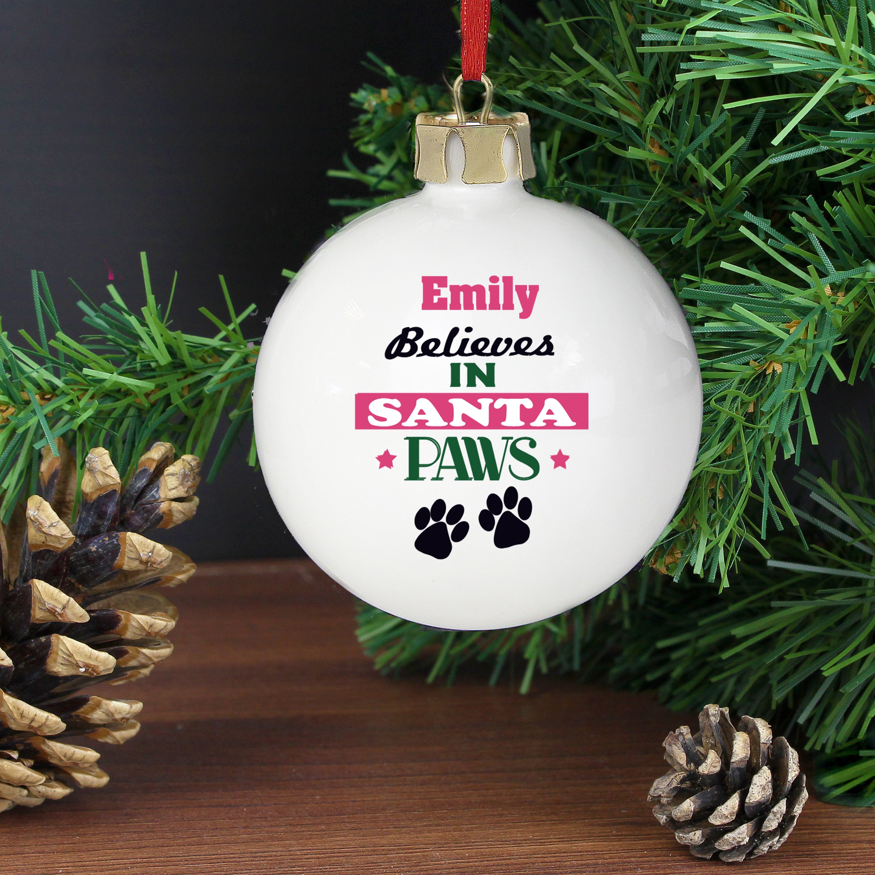 Personalised Santa Paws Bauble