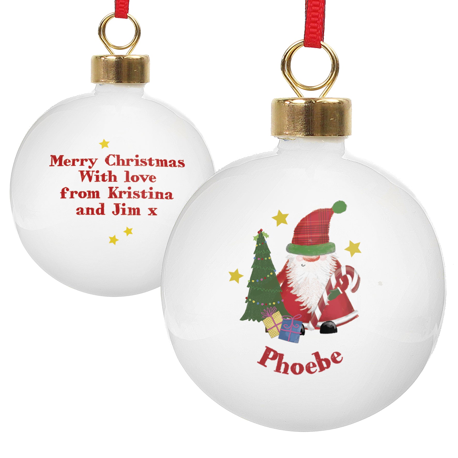 Personalised Tartan Santa Bauble