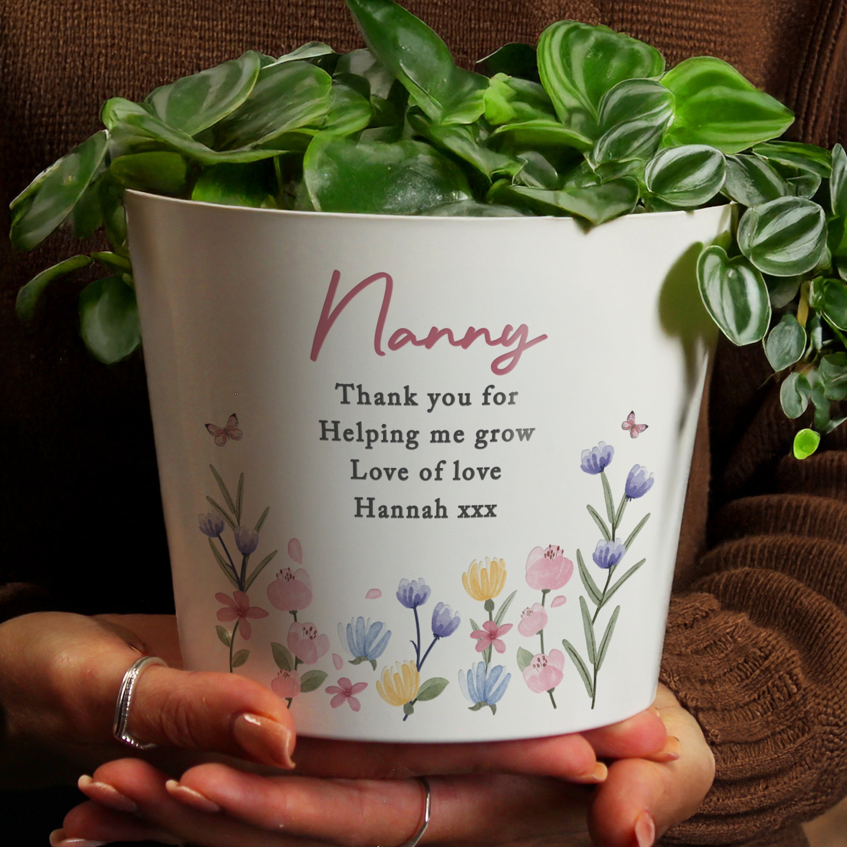 Personalised Pretty Floral Large Plant Pot