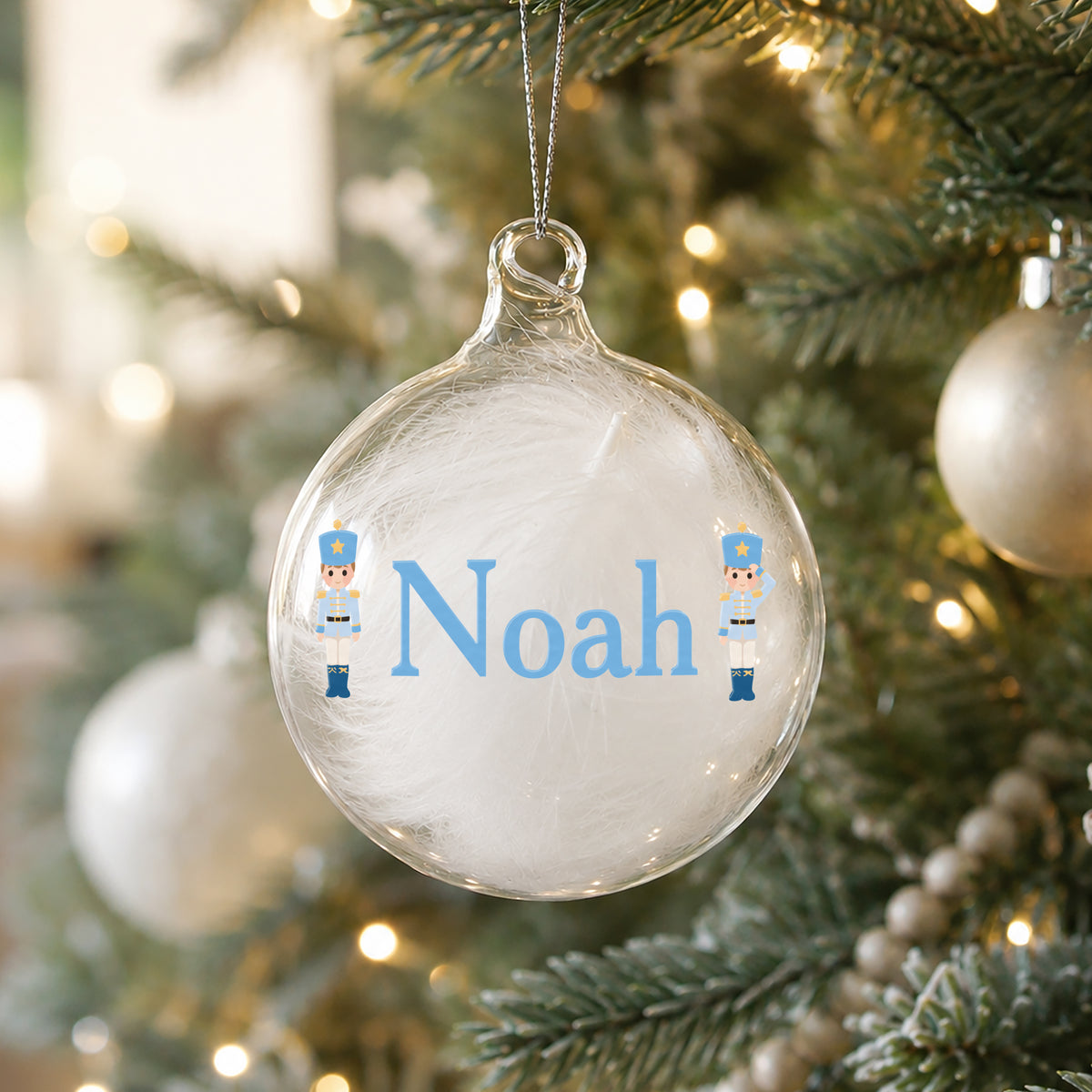 Personalised Nutcracker Characters White Feather Bauble