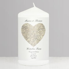 Personalised 1896 - 1904 Revised New Heart Map Pillar Candle