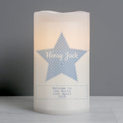 Personalised Stitch & Dot Baby Boy Nightlight LED Candle