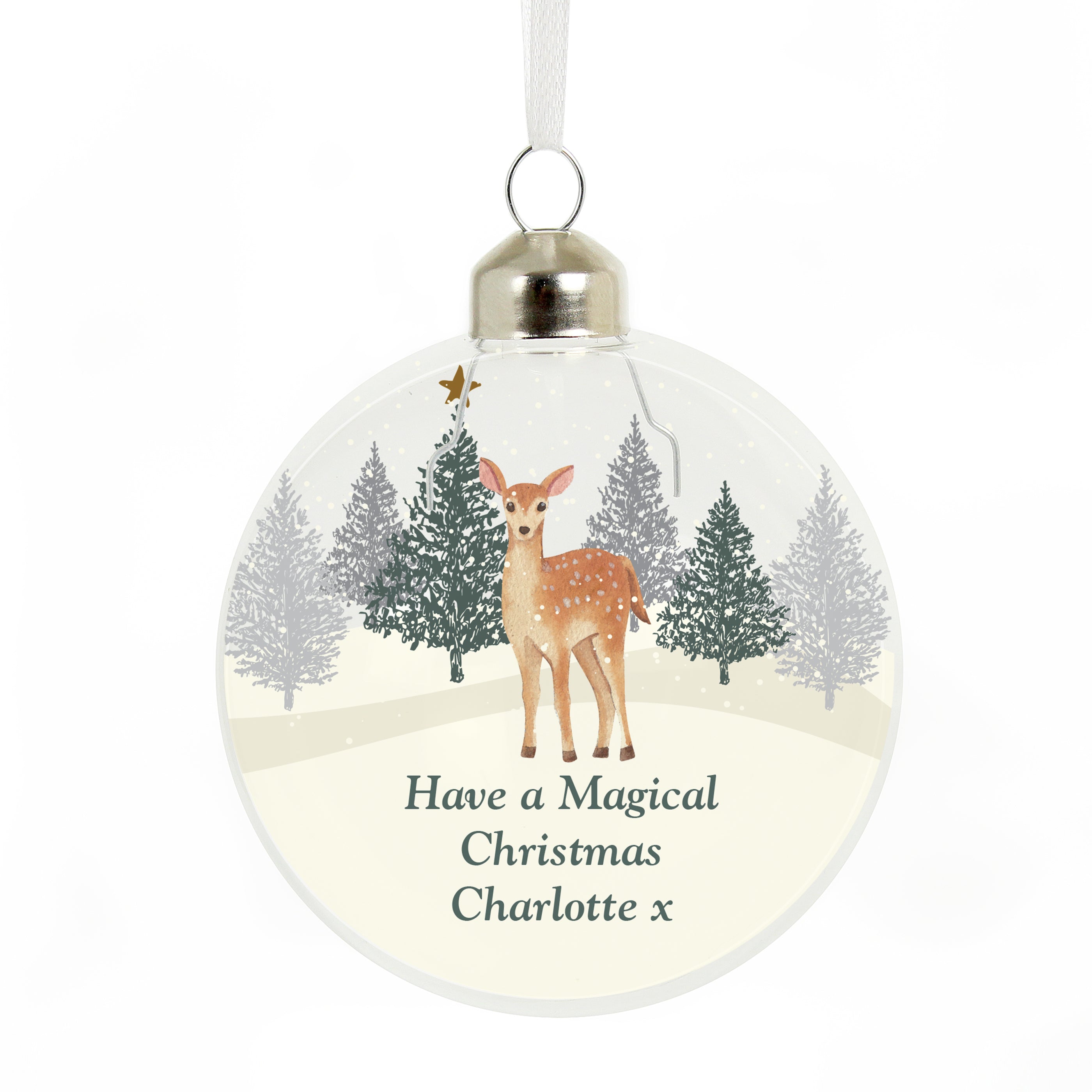 Personalised Christmas Deer Glass Bauble