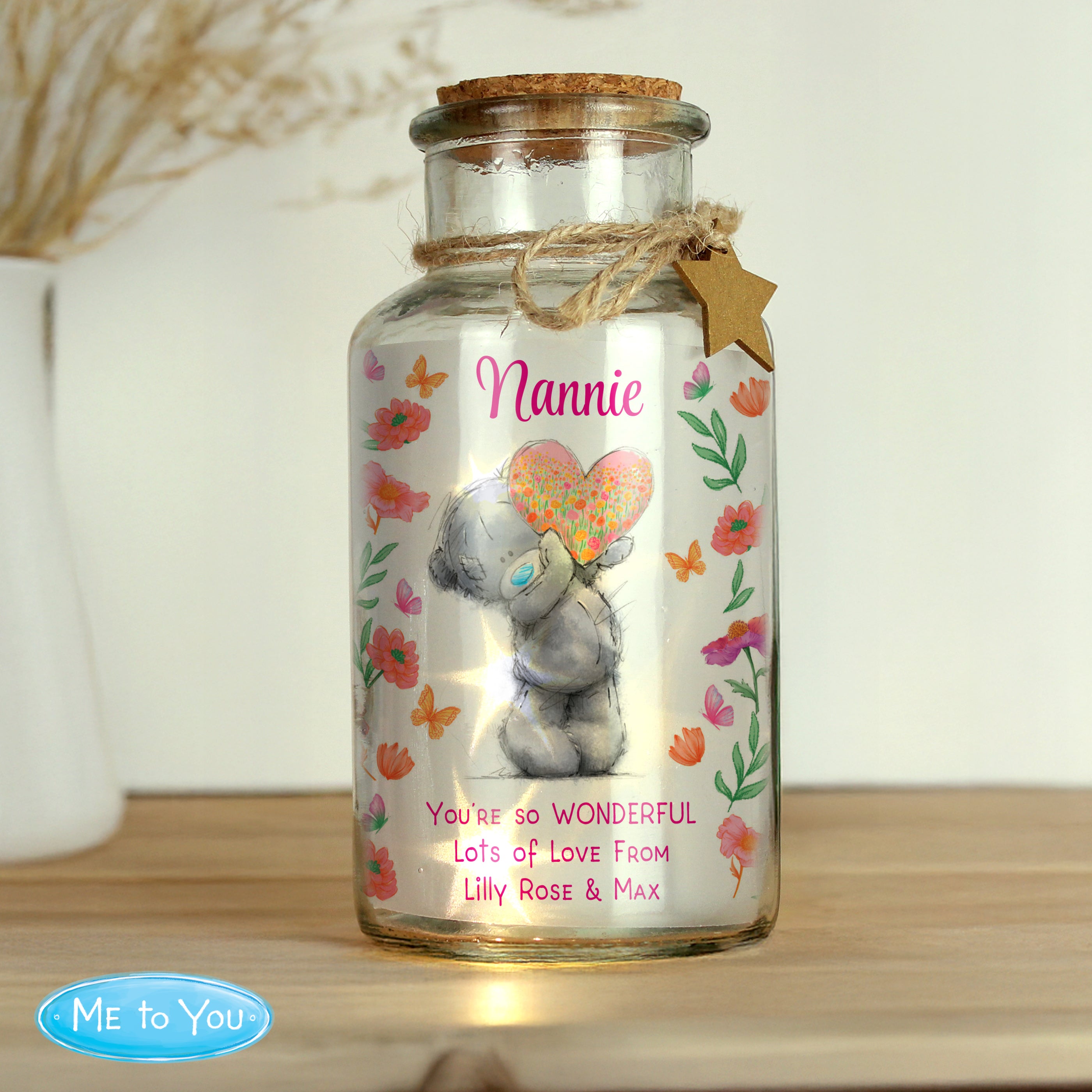 Personalised Me to You Flowery LED Light Up Jar