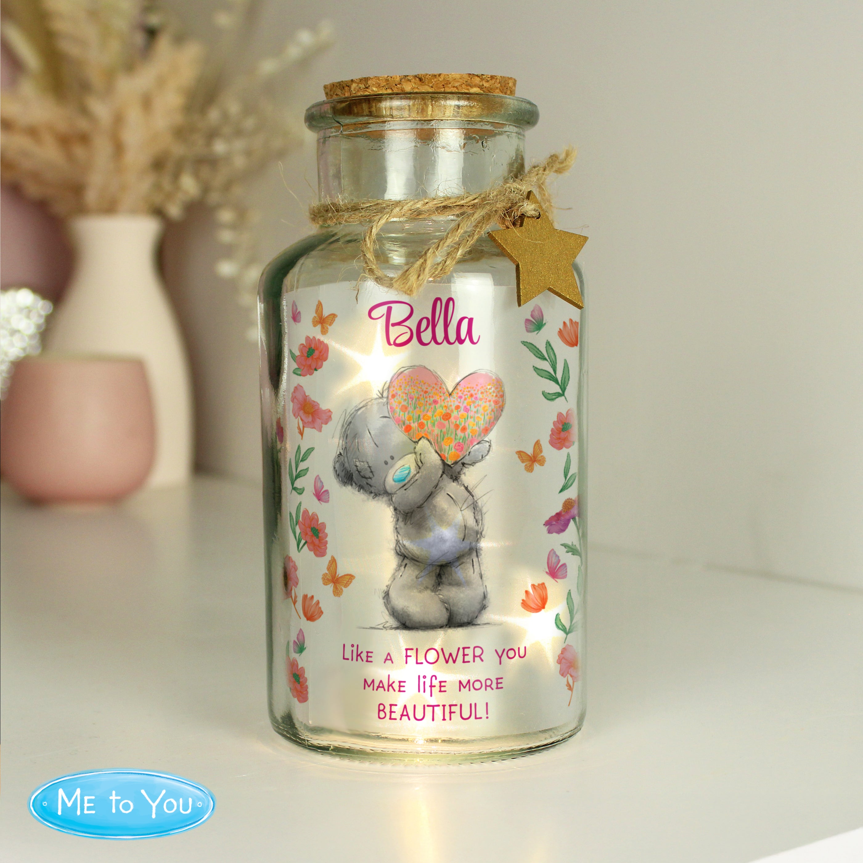 Personalised Me to You Flowery LED Light Up Jar