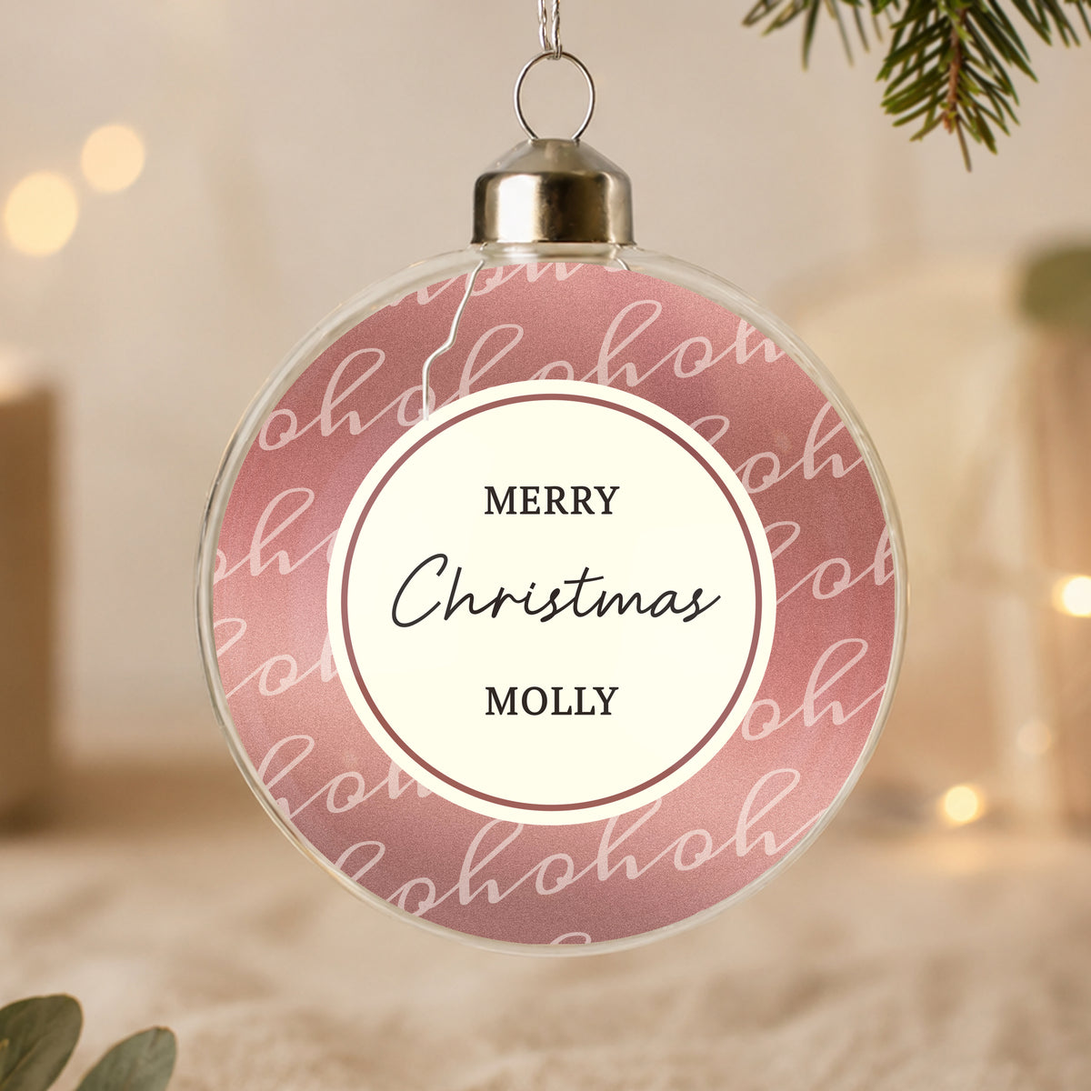 Personalised Ho Ho Ho Glass Bauble