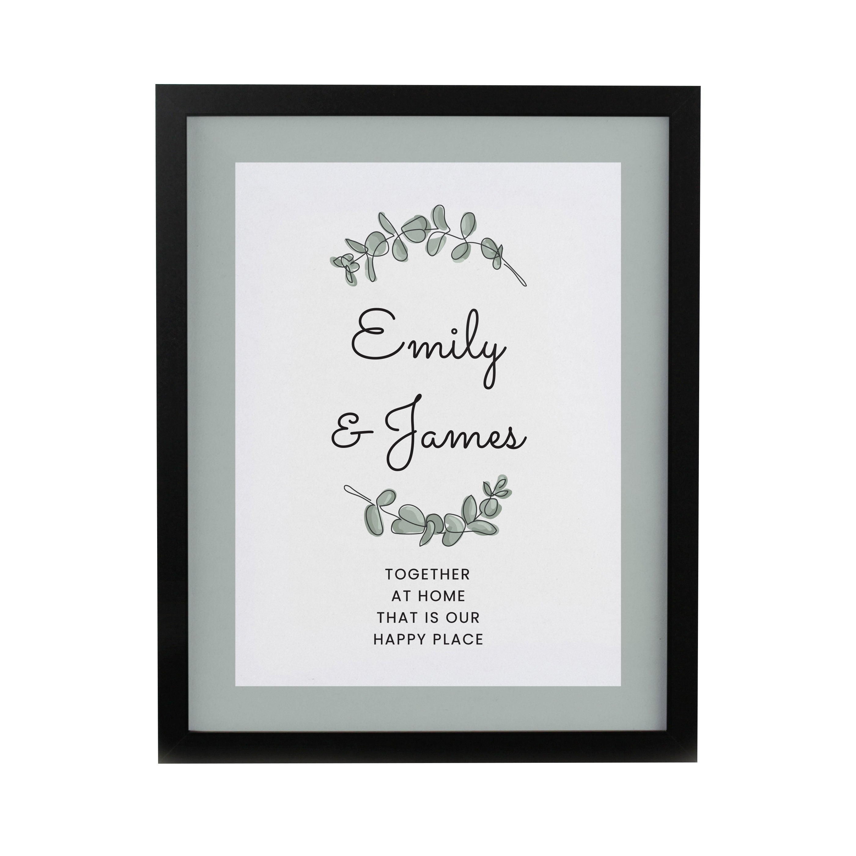 Personalised Botanical Black Poster Frame
