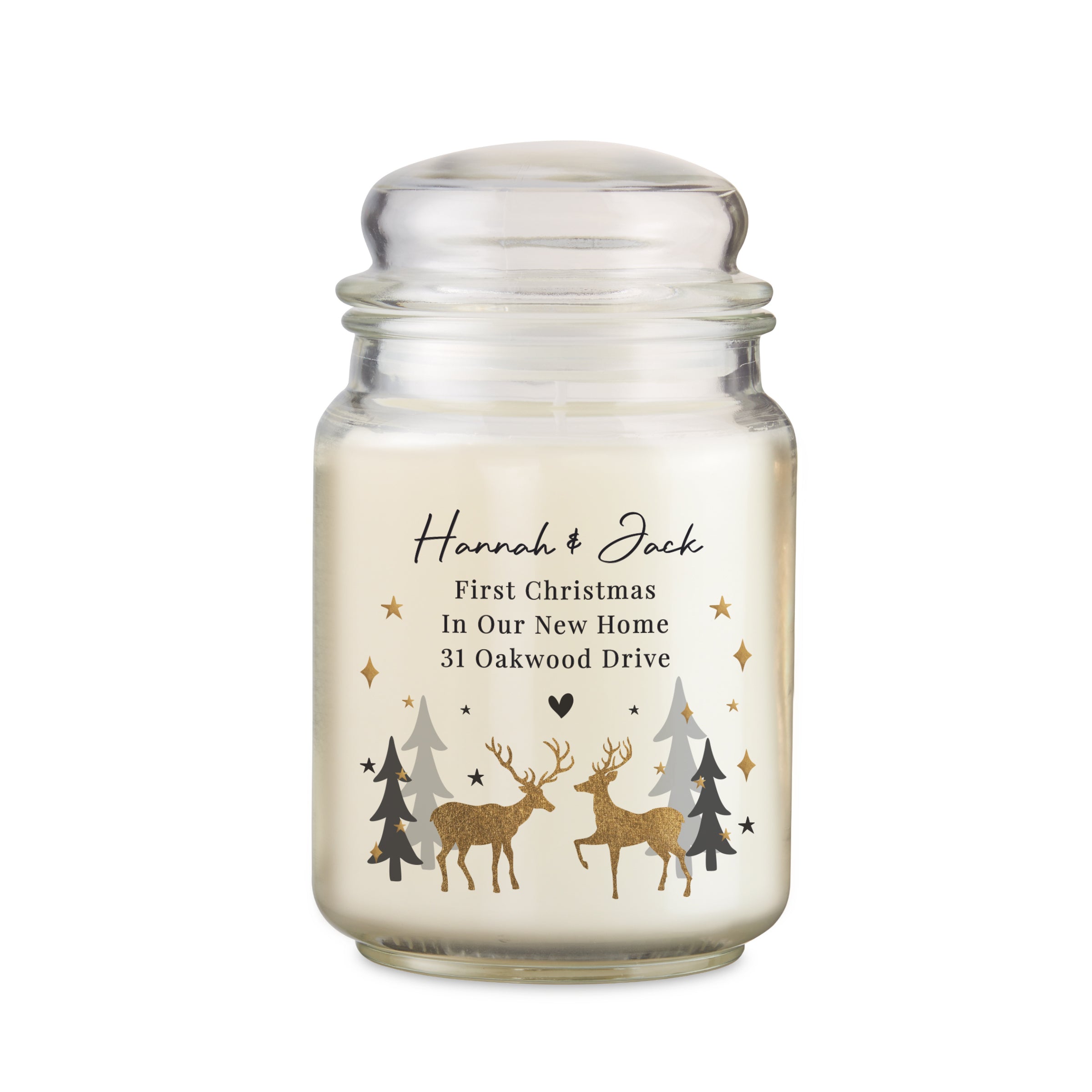 Personalised Christmas Reindeer Large Candle Jar