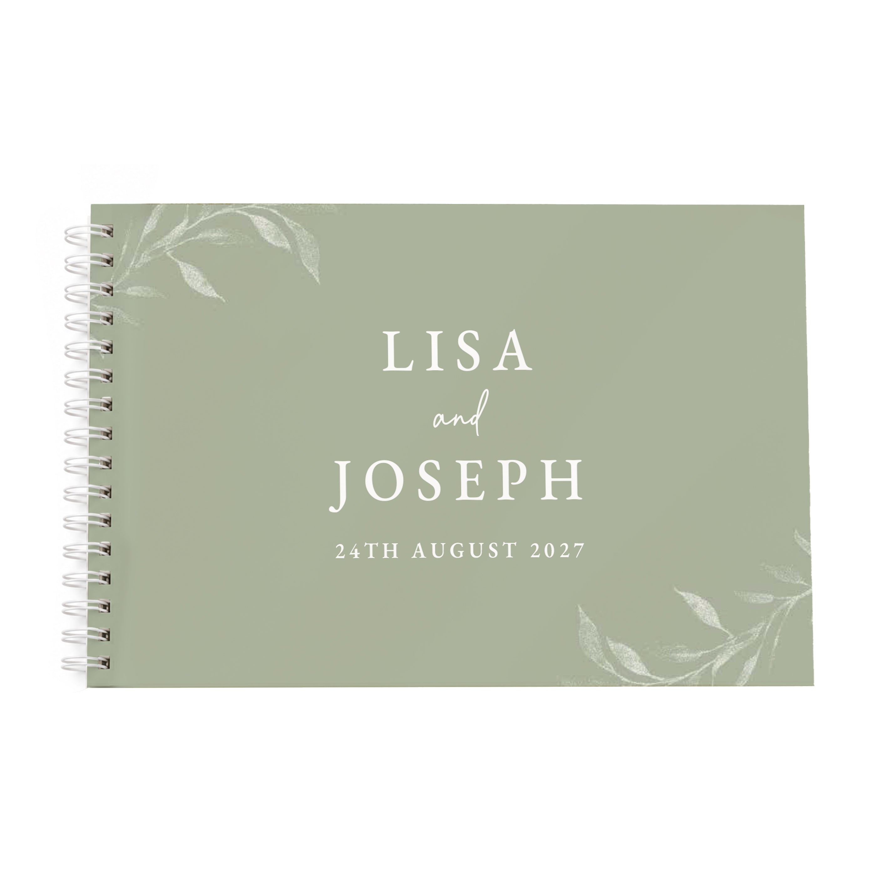 Personalised Botanical Sage Green Wedding Guest Book