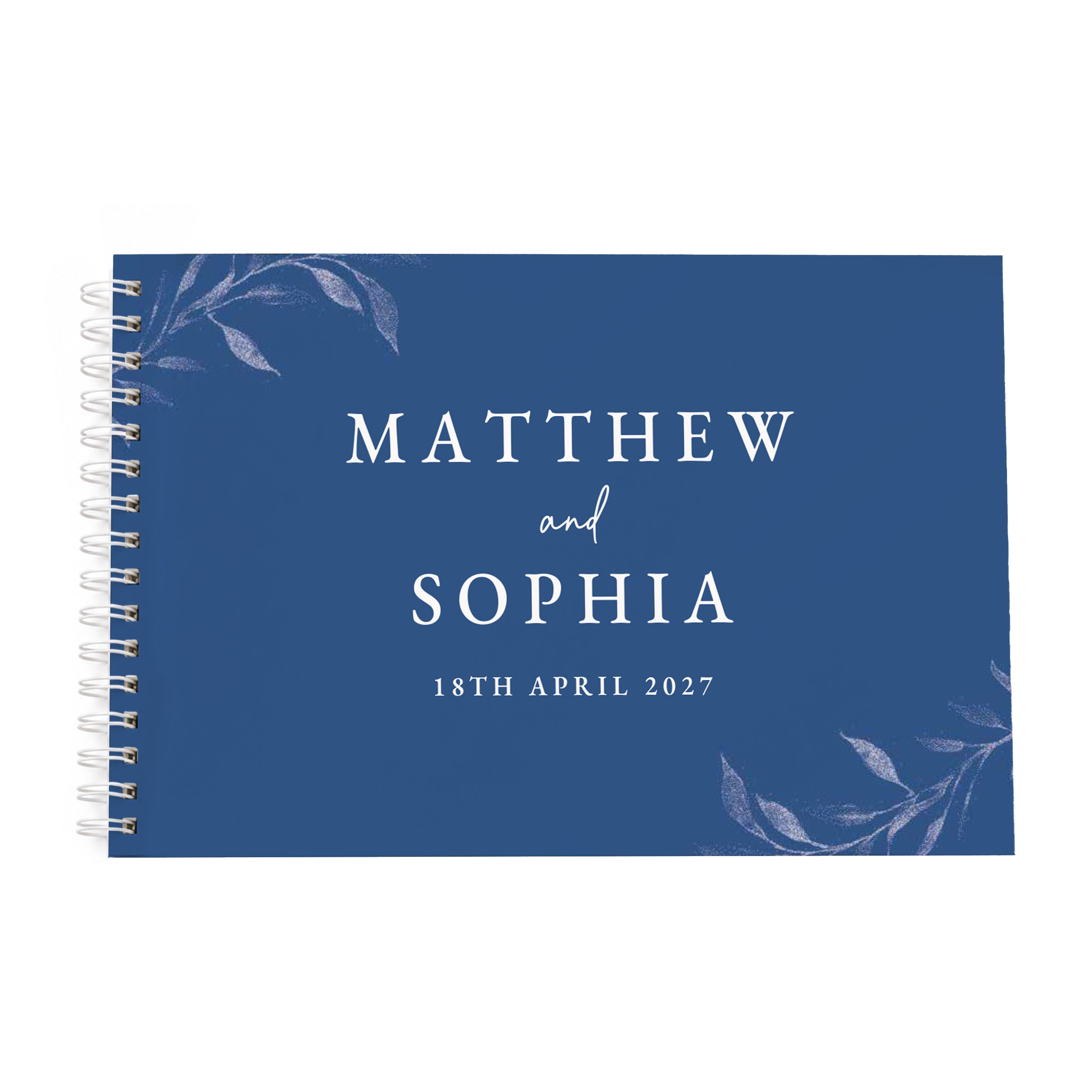 Personalised Botanical Cobalt Blue Wedding Guest Book