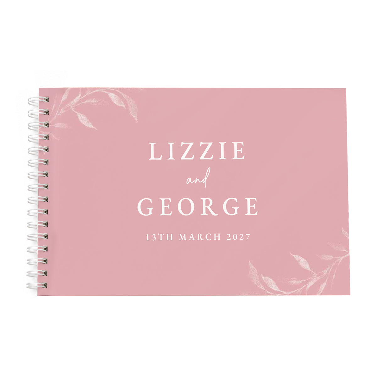 Personalised Botanical Soft Pink Wedding Guest Book