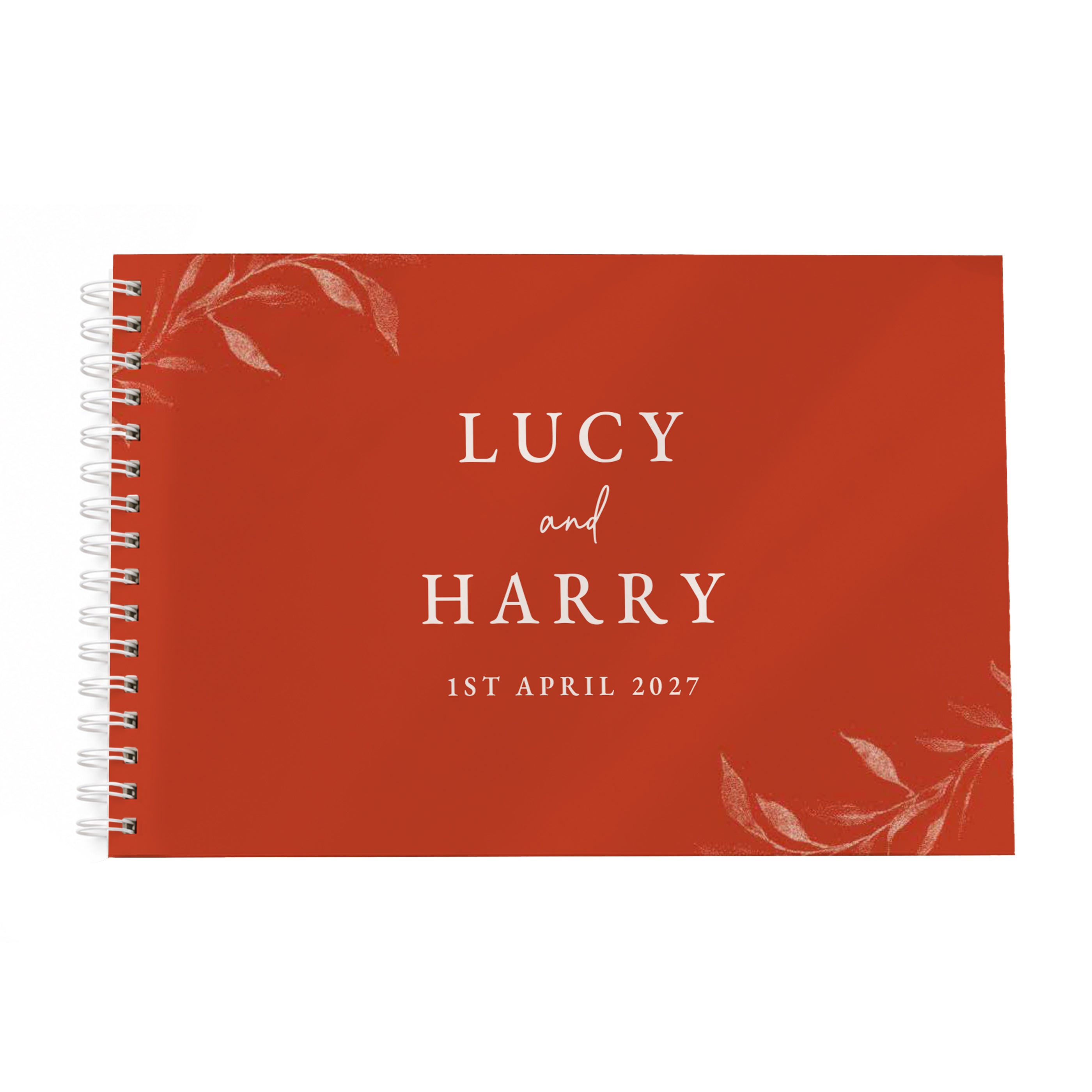 Personalised Botanical Burnt Orange Wedding Guest Book