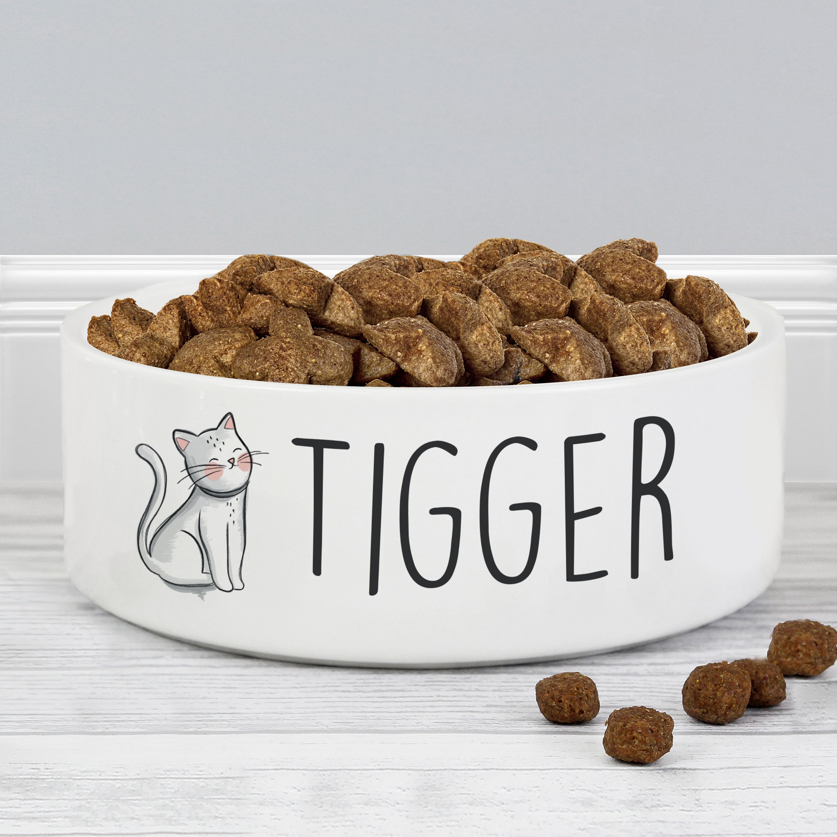 Personalised Scribble Cat 15cm Medium Pet Bowl