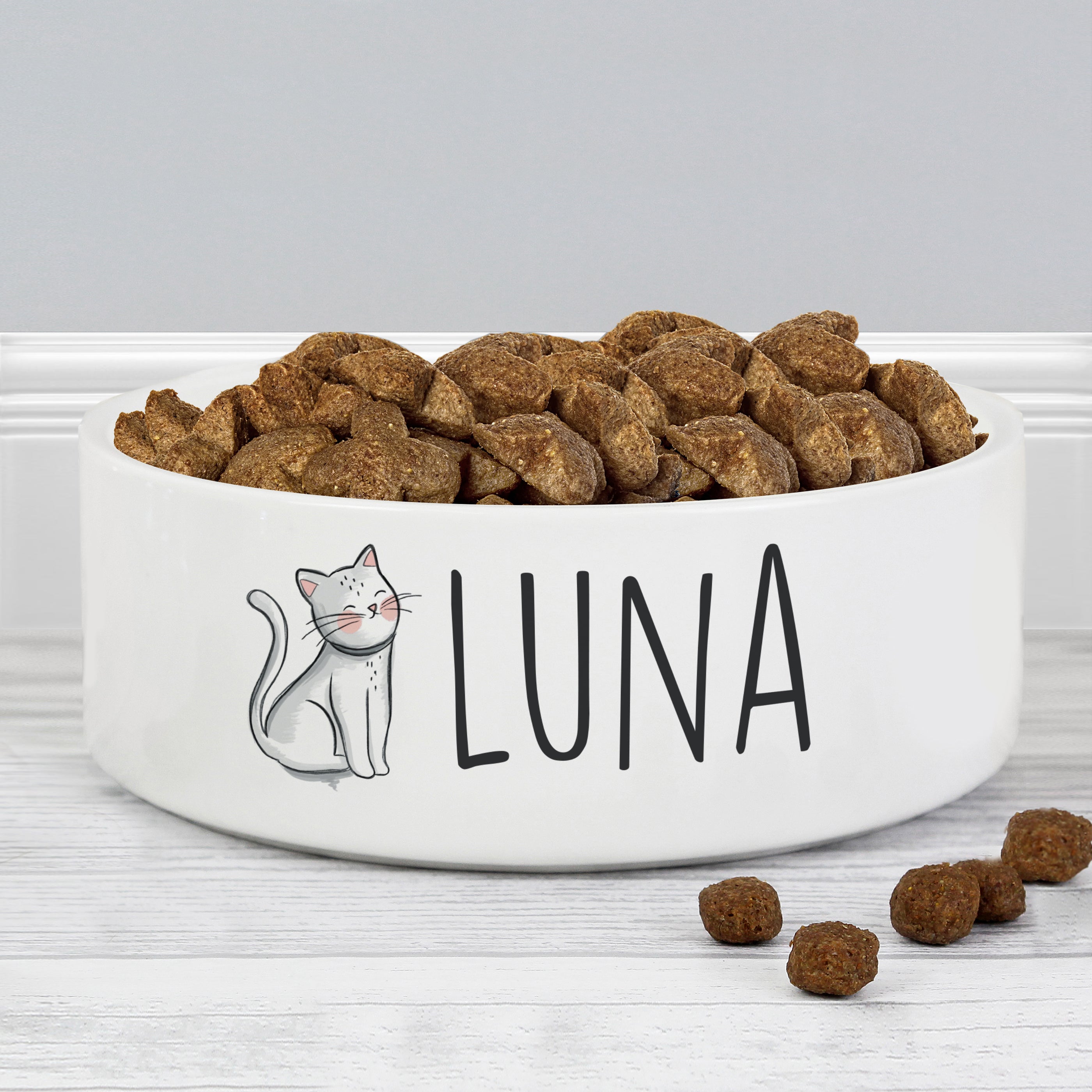 Personalised Scribble Cat 15cm Medium Pet Bowl