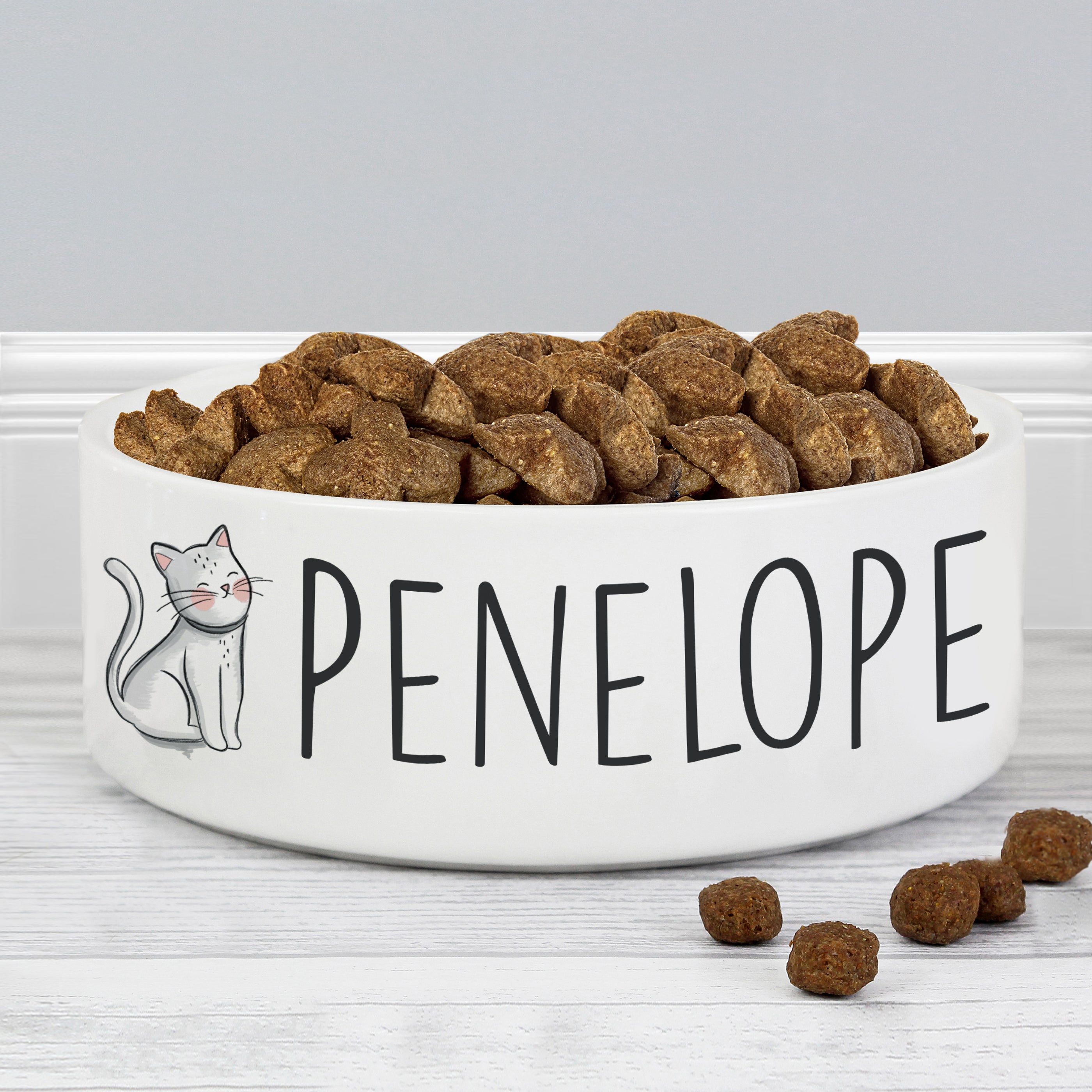 Personalised Scribble Cat 15cm Medium Pet Bowl