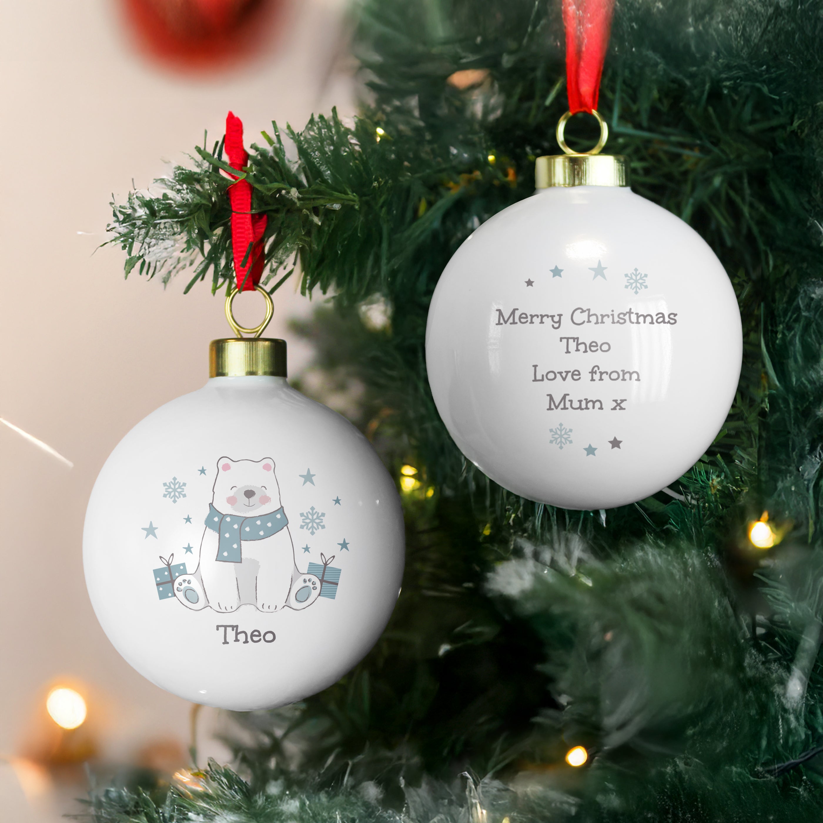 Personalised Polar Bear Christmas Bauble