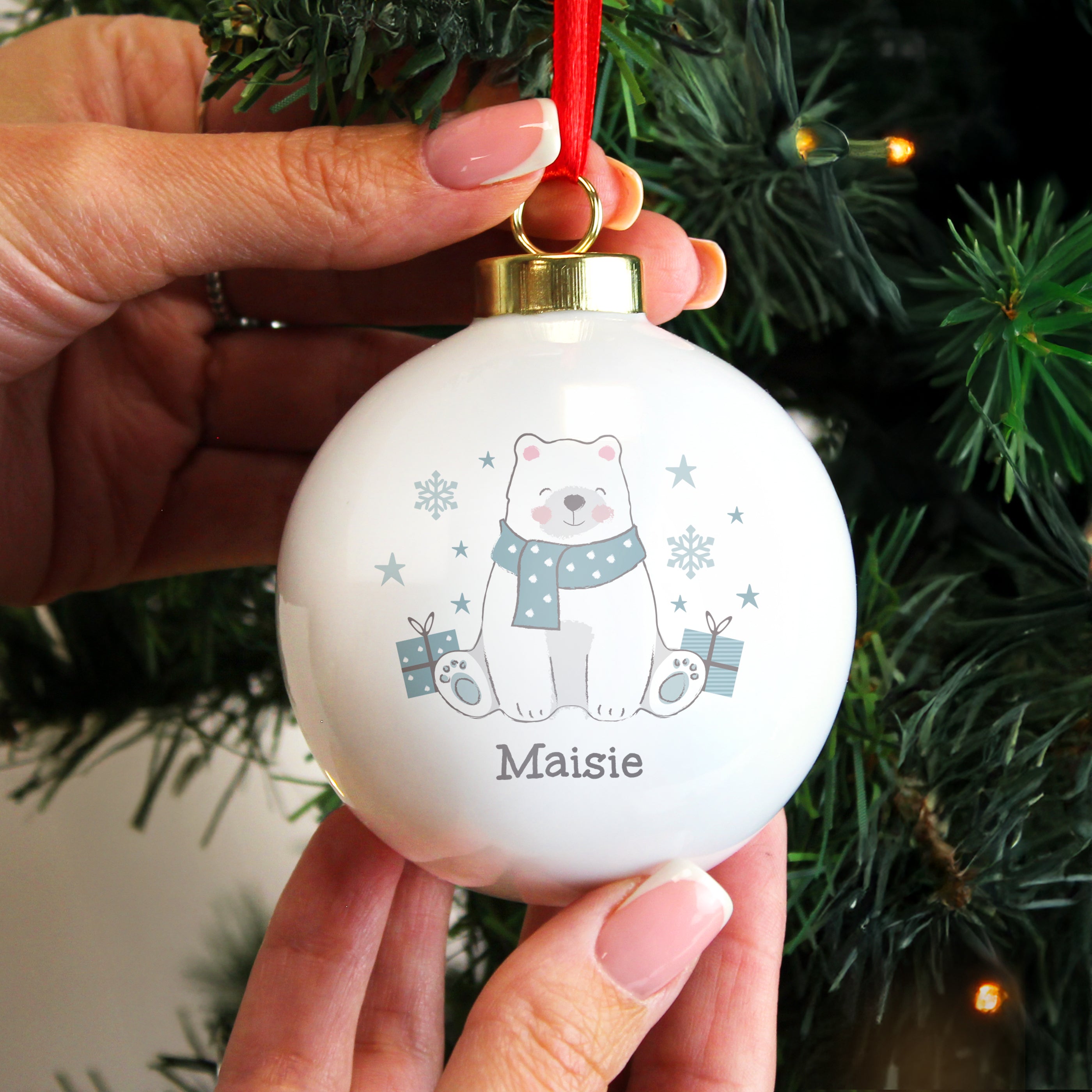 Personalised Polar Bear Christmas Bauble