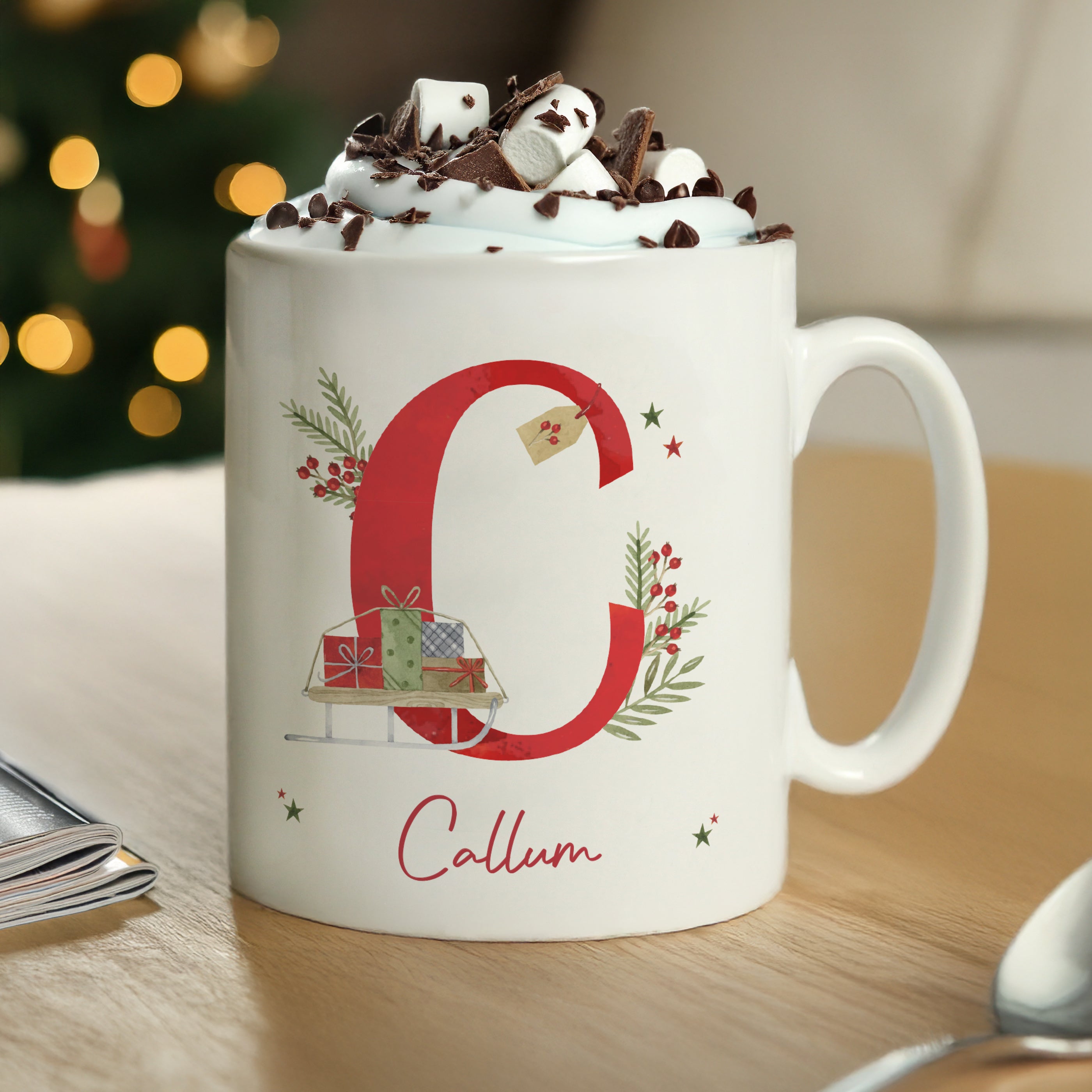 Personalised Christmas Initial Mug