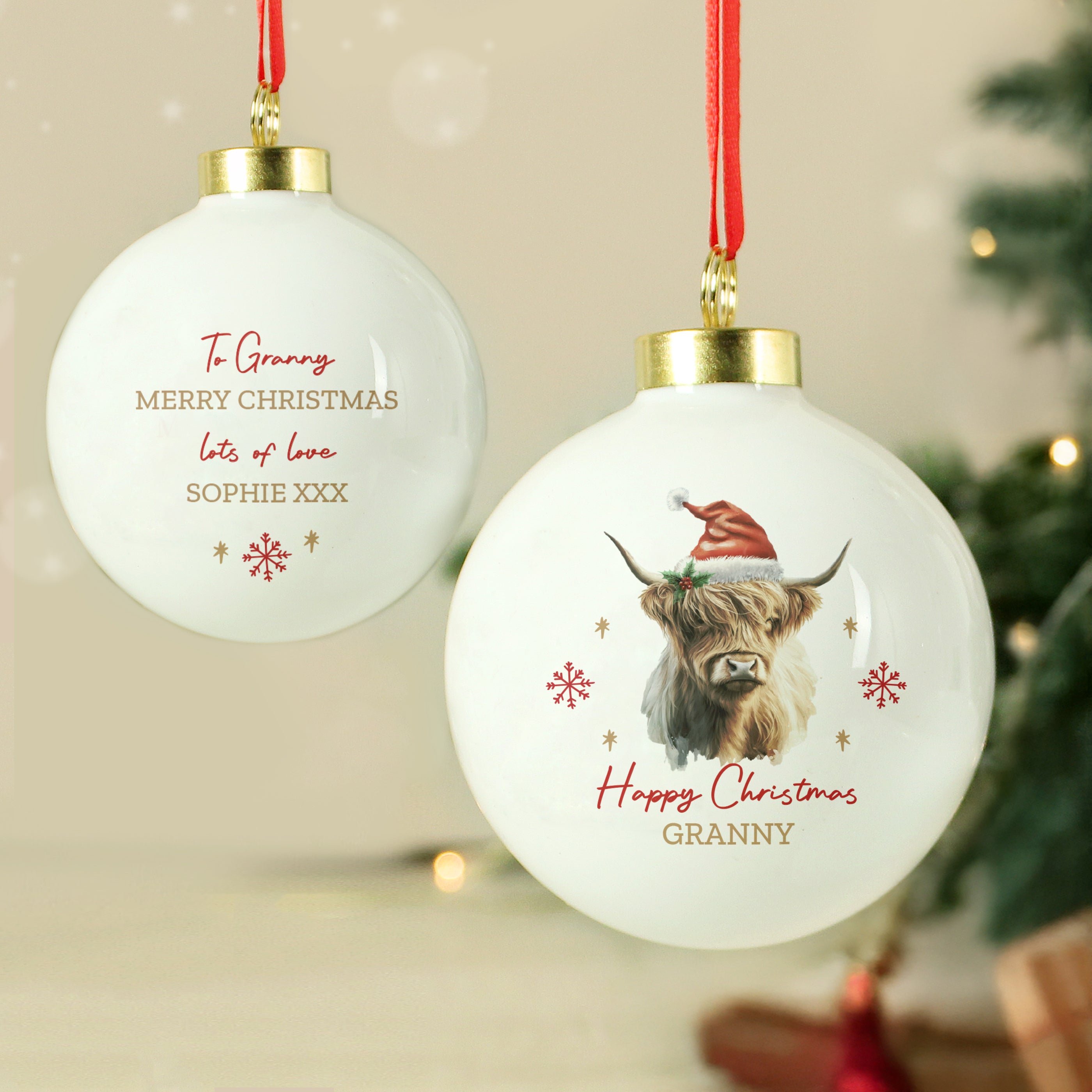 Personalised Highland Cow Christmas Bauble