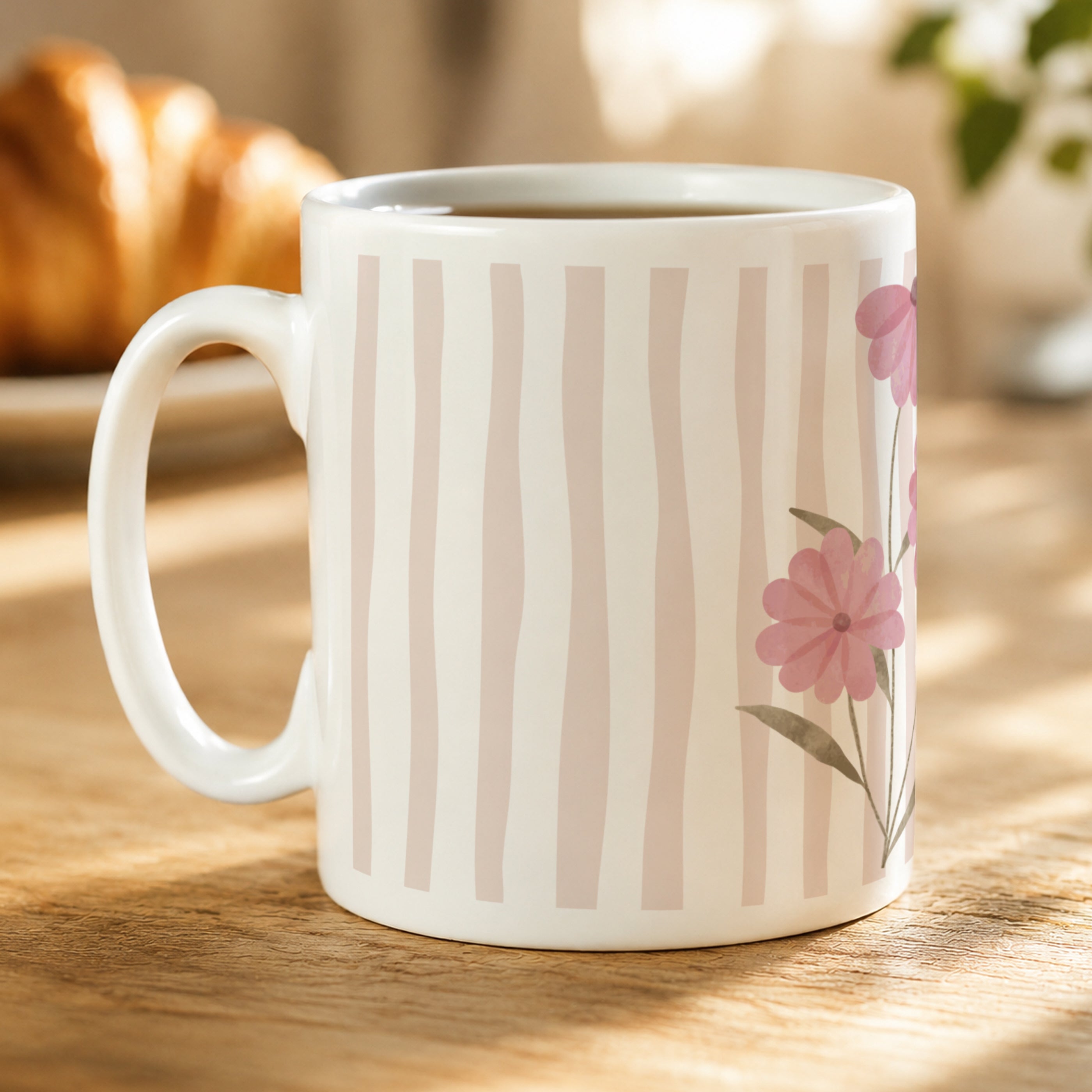 Personalised Floral Stripe Mug