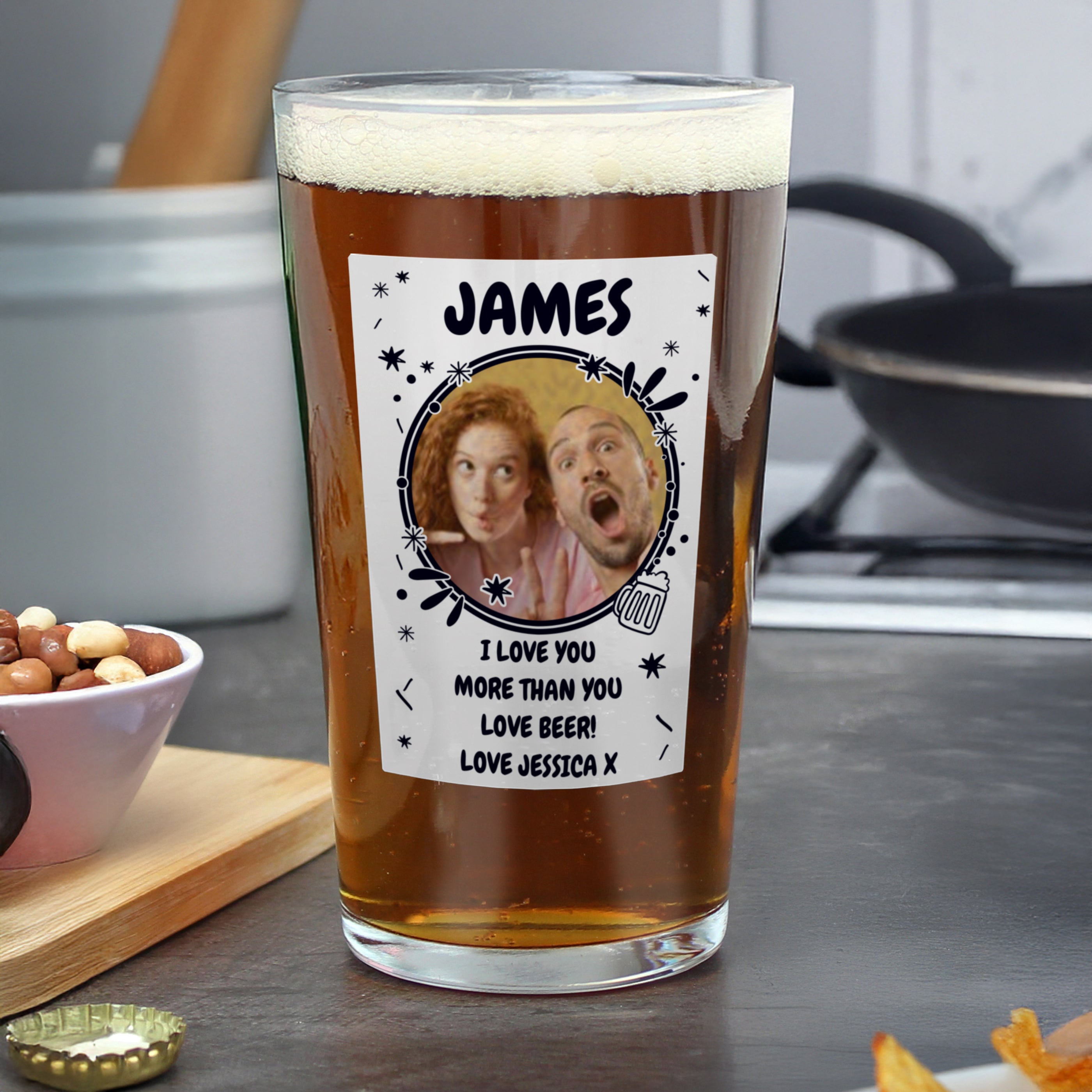 Personalised Photo Upload Beer Glass