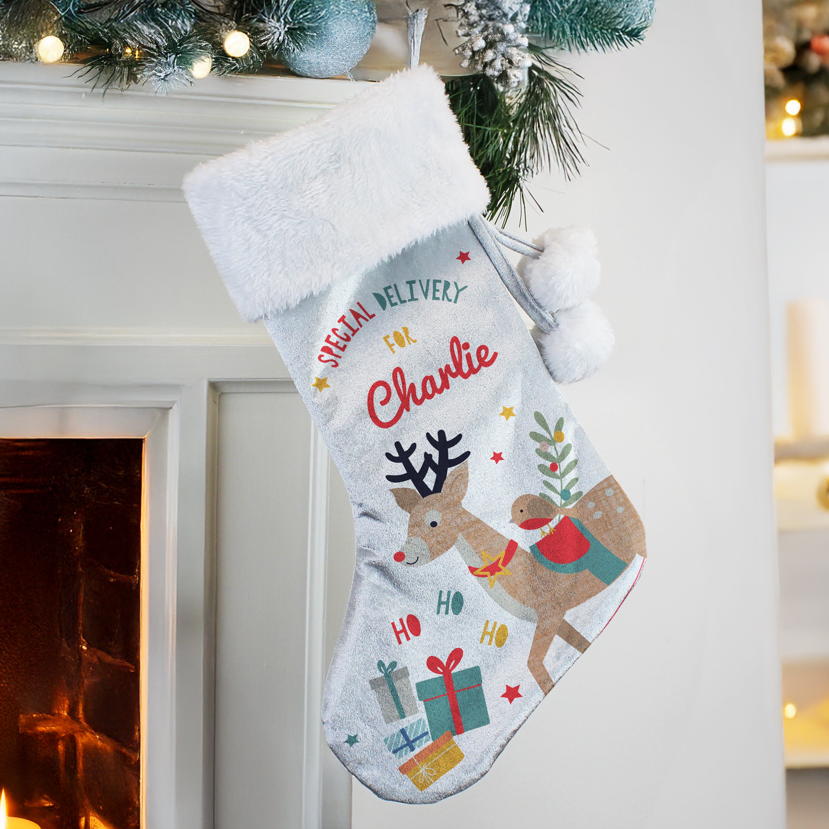 Personalised Reindeer Christmas Stocking