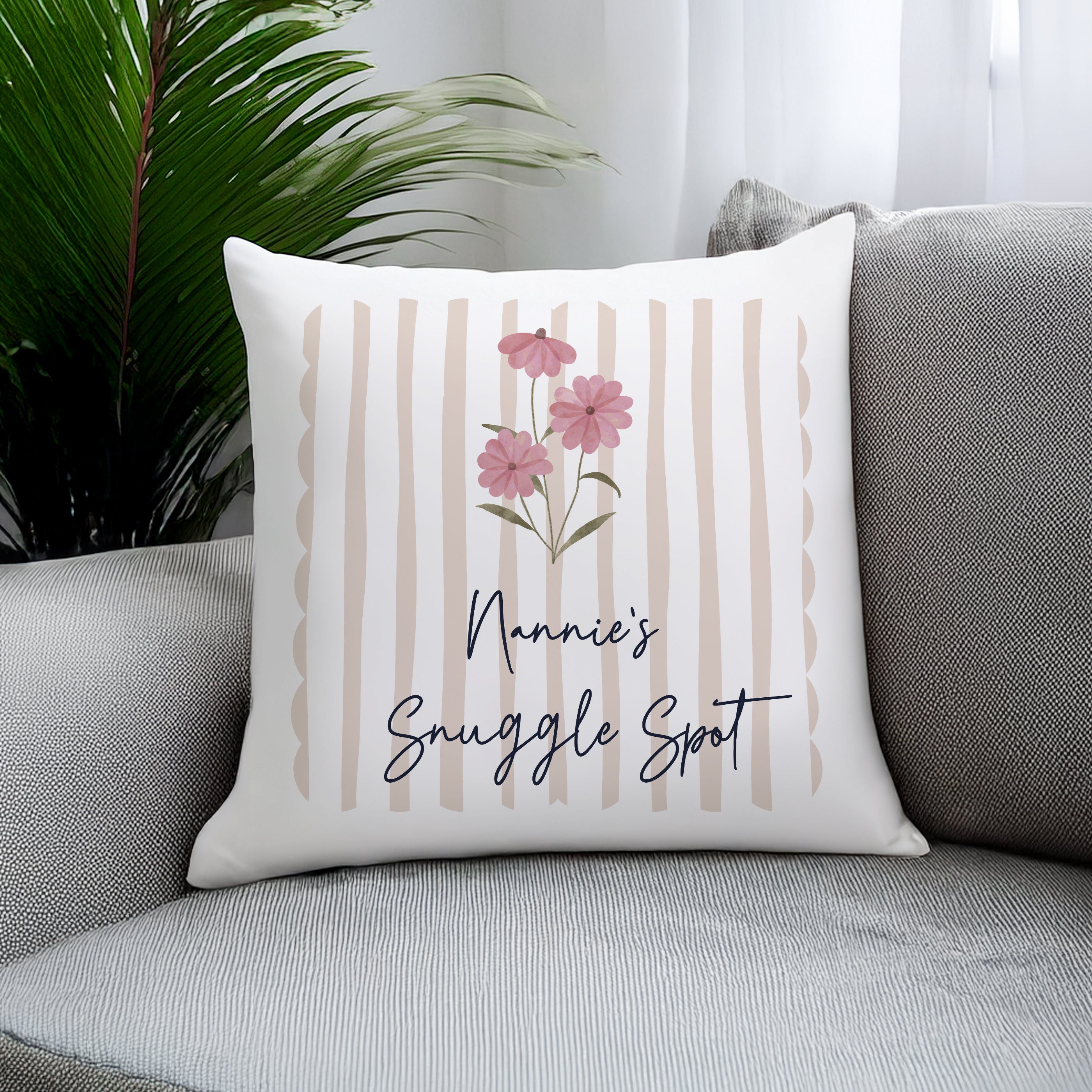 Personalised Floral Stripe Cushion