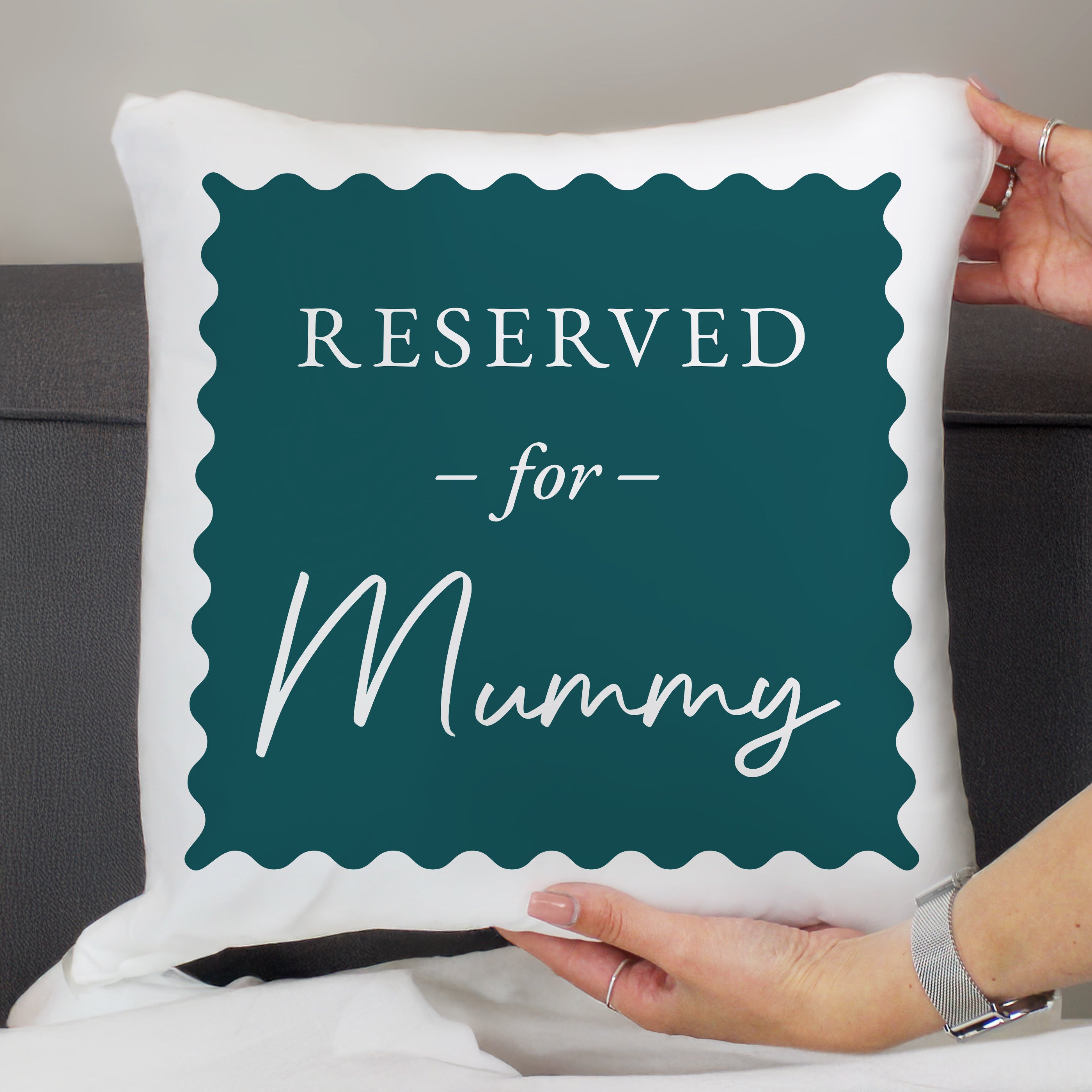 Personalised Deep Teal Reserved For Cushion