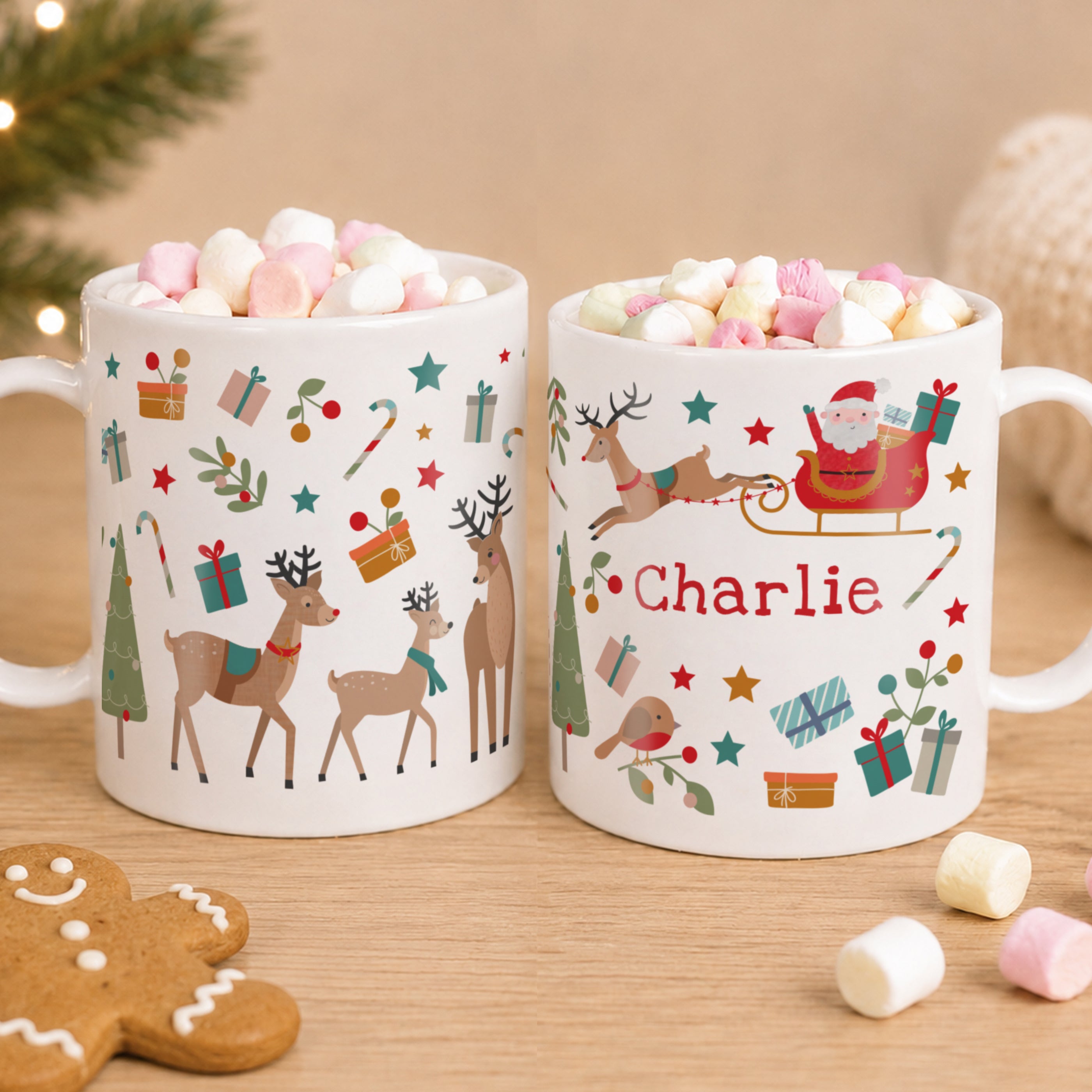 Personalised Christmas Characters Plastic Mug