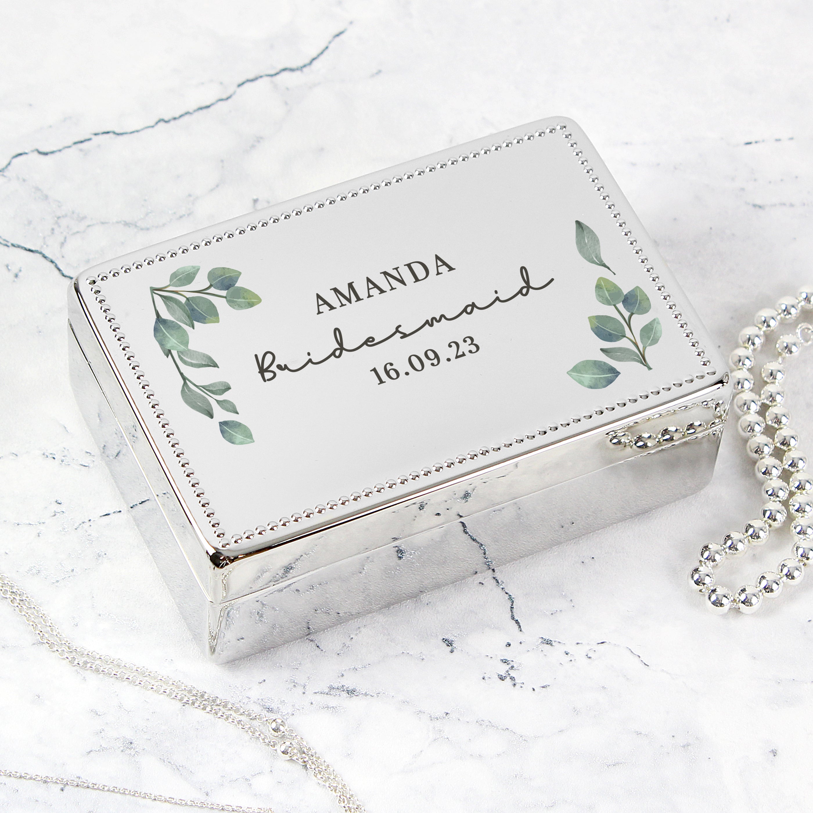 Personalised Botanical Rectangular Jewellery Box