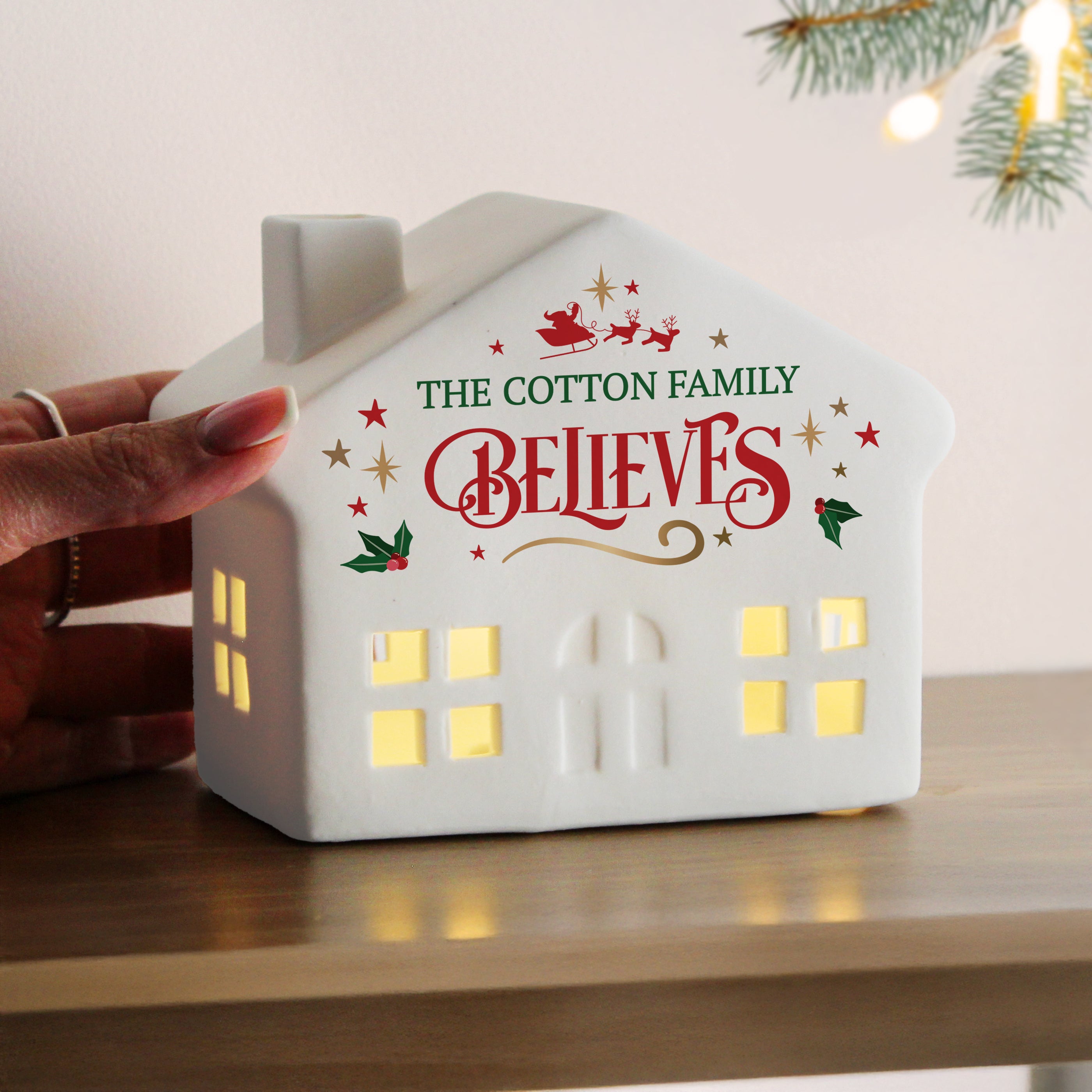 Personalised Believe in Christmas LED House