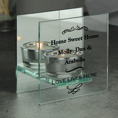 Personalised Antique Scroll Mirrored Glass Tea Light Candle Holder