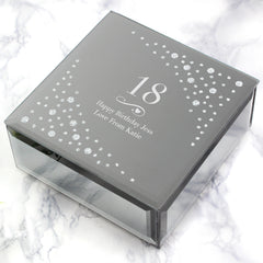 Personalised Big Age Swirls & Hearts Glass Trinket Box