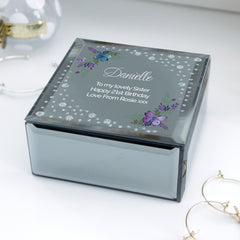 Personalised Floral Butterfly Glass Trinket Box