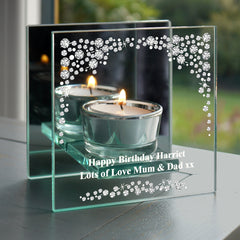 Personalised Effect Mirrored Glass Tea Light Candle Holder