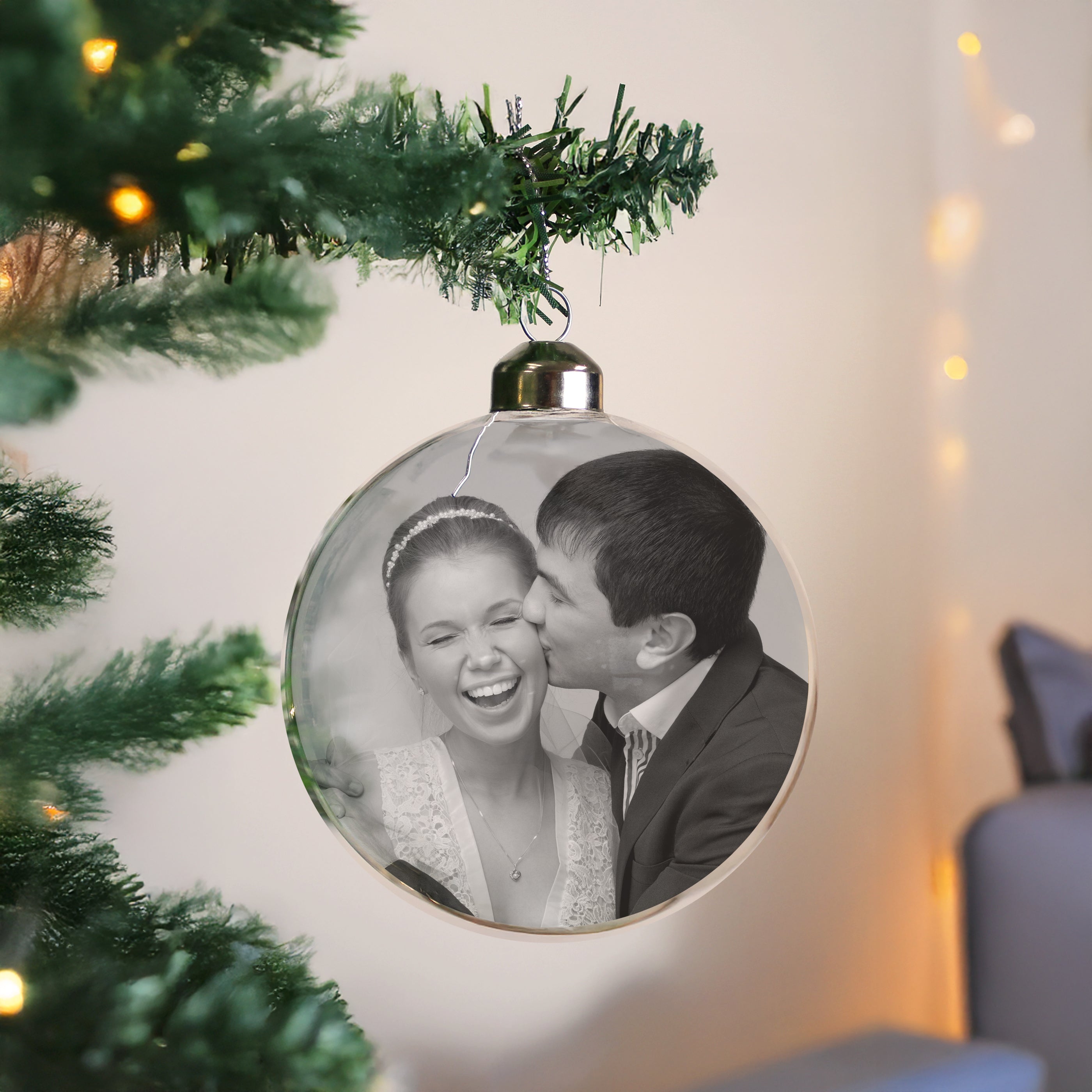 Personalised Photo Upload Glass Bauble
