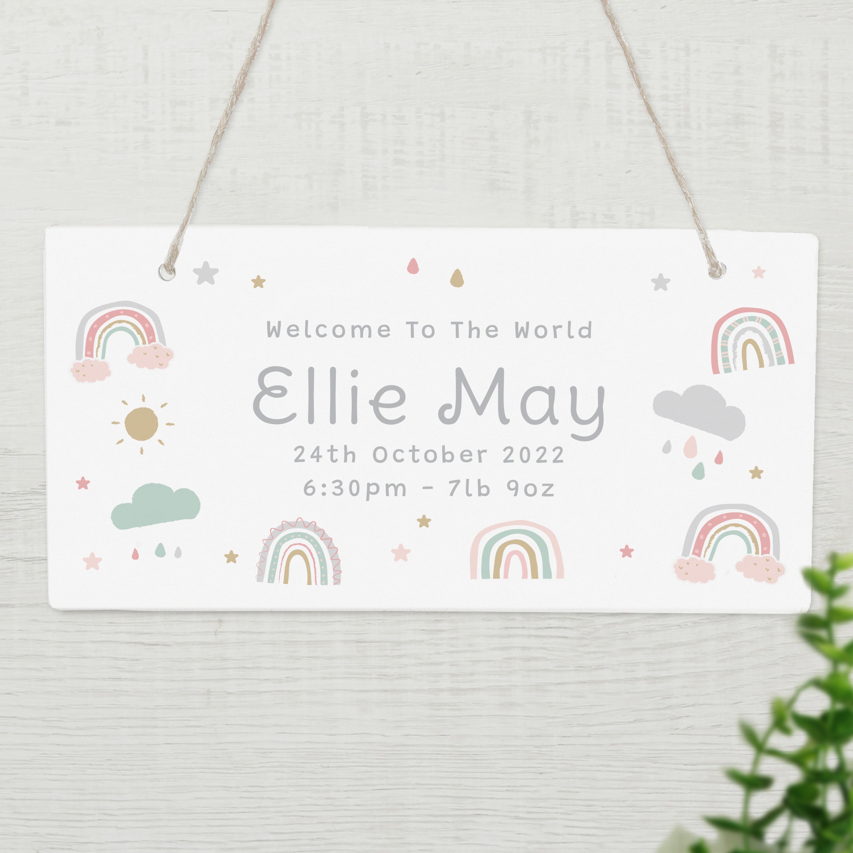 Personalised Pastel Rainbow Wooden Sign
